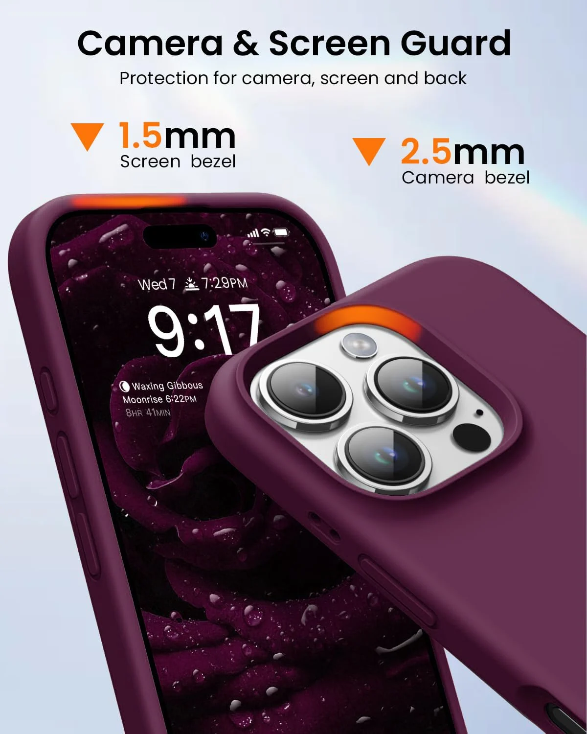 DL3 Mobilak Liquid Silicone Protective Case with Soft Microfiber Lining for iPhone 16 Pro - Wine Red