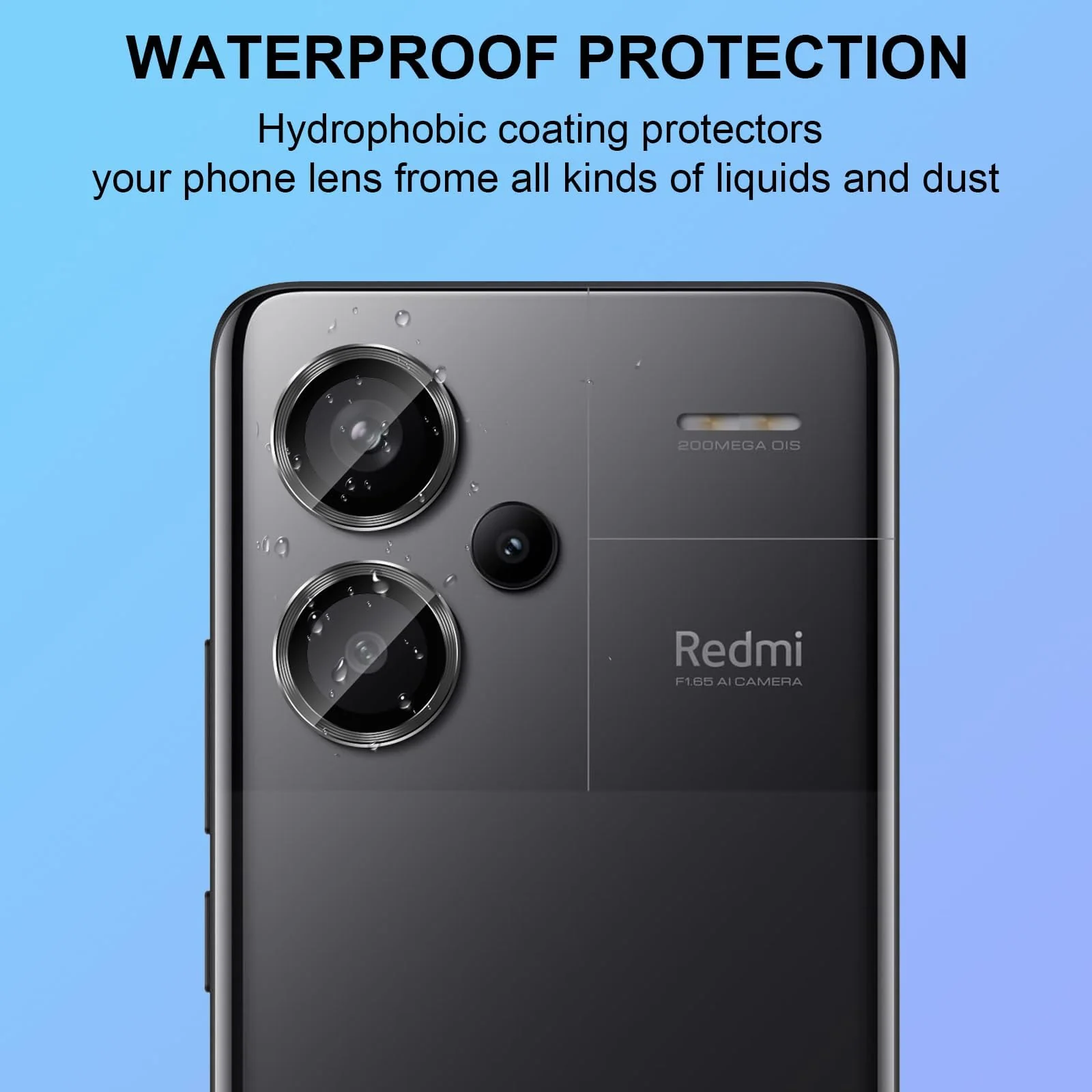 DL3 Mobilak Camera Lens Protector for Xiaomi Redmi Note 13 Pro+ Plus 5G Accessories, 9H Tempered Glass Metal Individual Ring Camera Cover Screen Protector, Case Friendly, Anti Scratch - Black