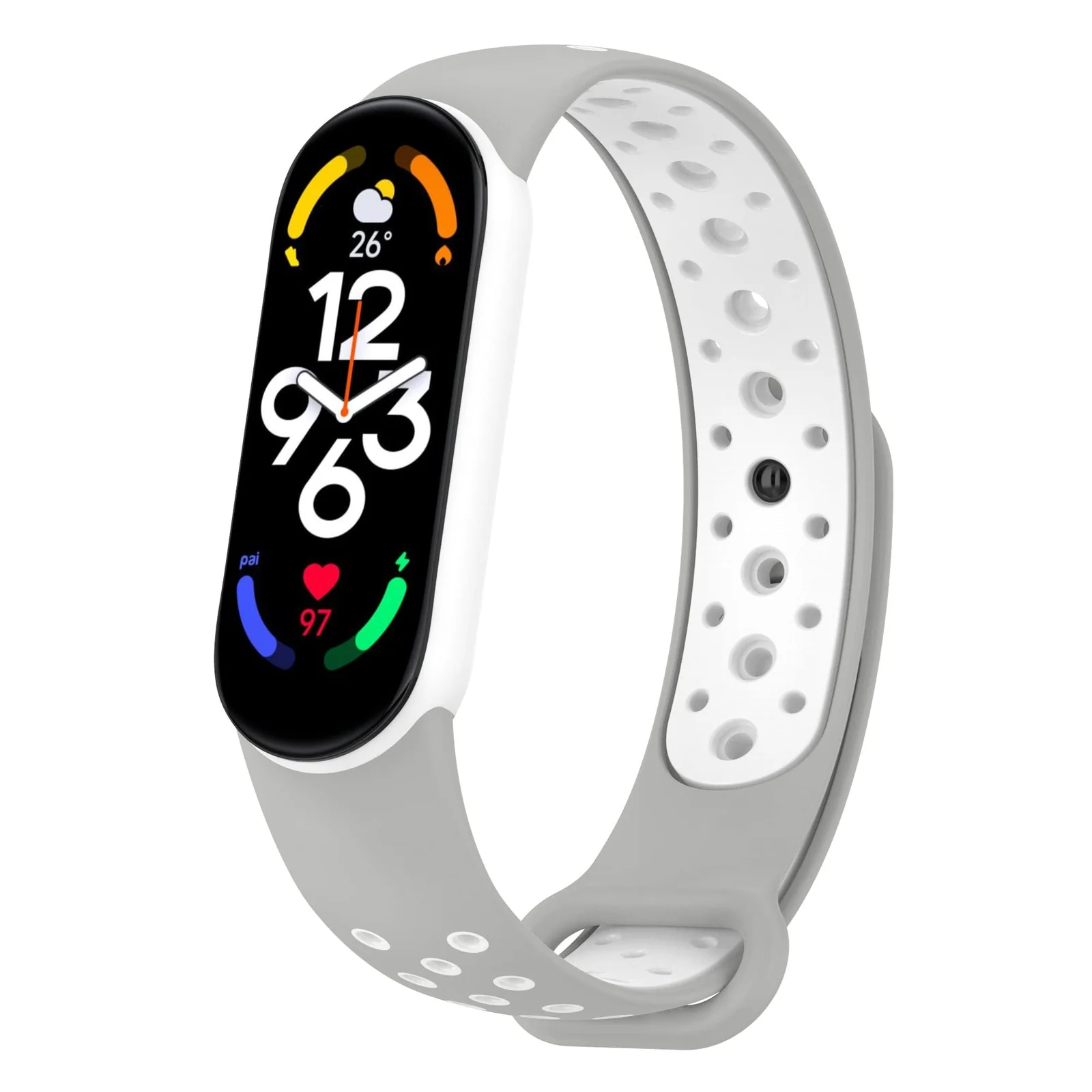 DL3 Mobilak Strap Compatible with Xiaomi Mi Band 4 / Mi Band 3, Women Men Armband, Two Colours Breathable Adjustable Soft Silicone Replacement Strap Compatible with Xiaomi Mi Band 3/4 - Gray White