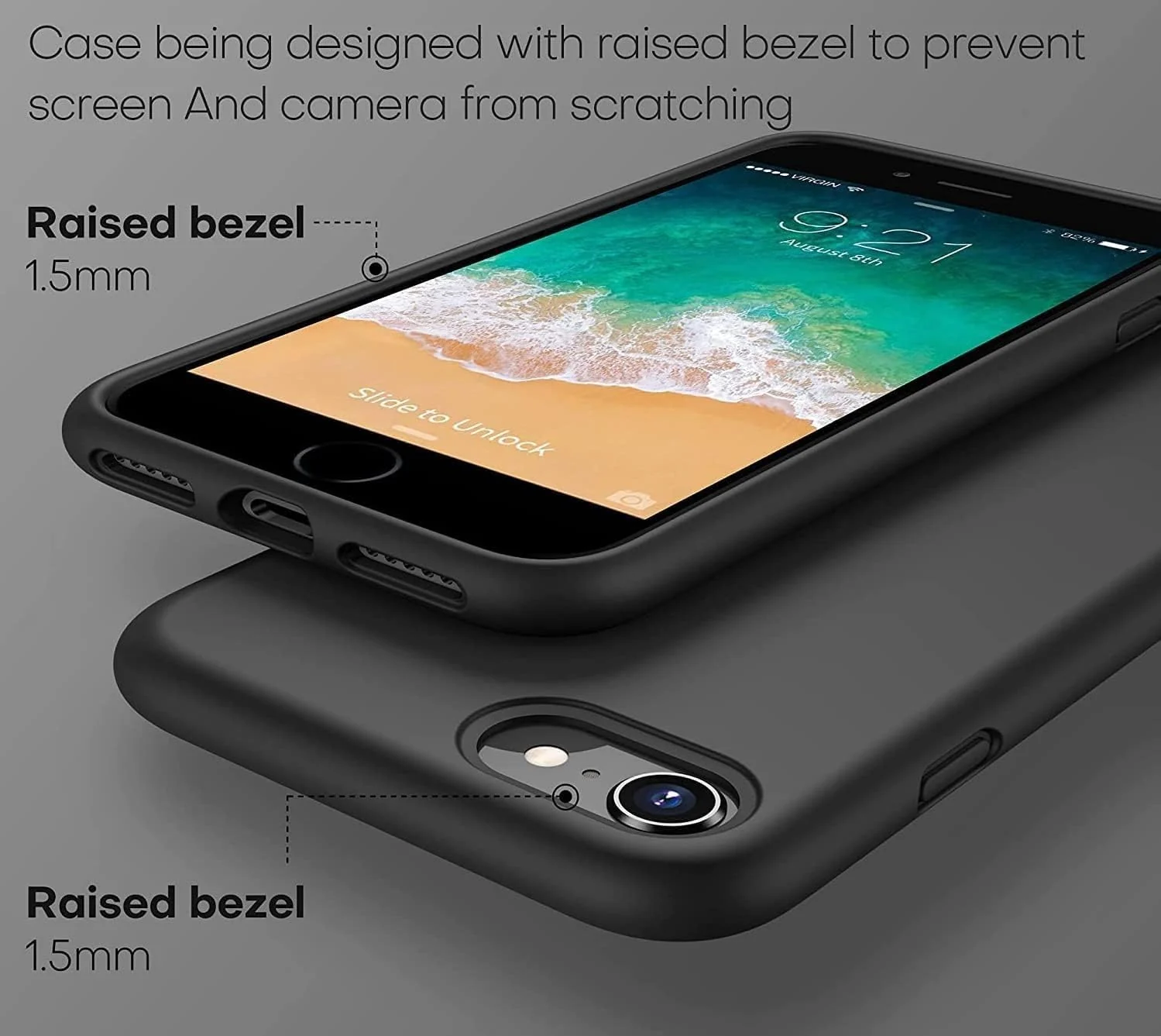 DL3 Mobilak Liquid Silicone Protective Case for iPhone 6 / 6S with Camera Protection and Microfiber Lining - Black