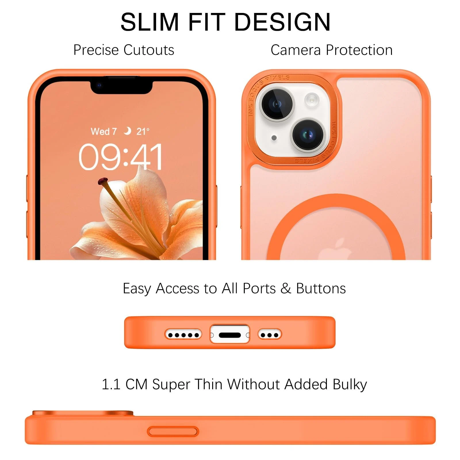 DL3 MOBILAK Protective Phone Case for Apple iPhone 14 Plus and 15 Plus - Orange