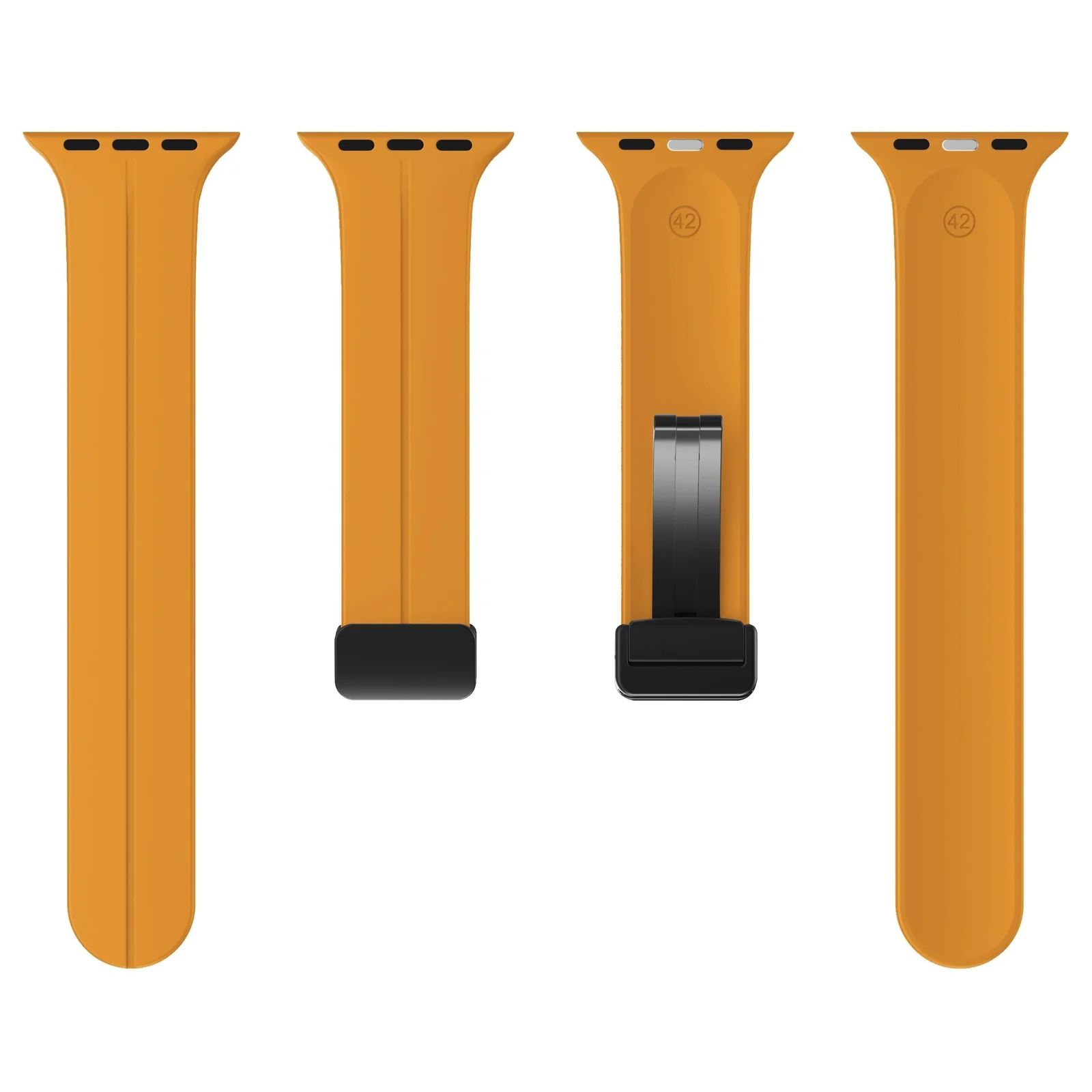 DL3 Mobilak Magnetic Bands for Apple Watch Ultra/Ultra 2 Band 49mm 45mm 44mm 42mm 41mm 40mm 38mm, Soft Sport Silicone Strap for iwatch Series 9/8/7/6/5/4 (A. , 42mm/44mm/45mm/49mm) - A.Orange