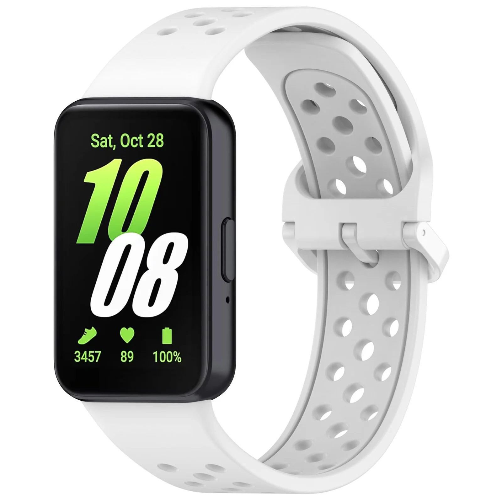 DL3 Mobilak Strap for Samsung Galaxy Fit 3 SM-R390, Women Men Armband, Two Colours Silicone Adjustable Replacement Soft Strap for Samsung Galaxy Fit 3 SM-R390 Fitness Tracker - White
