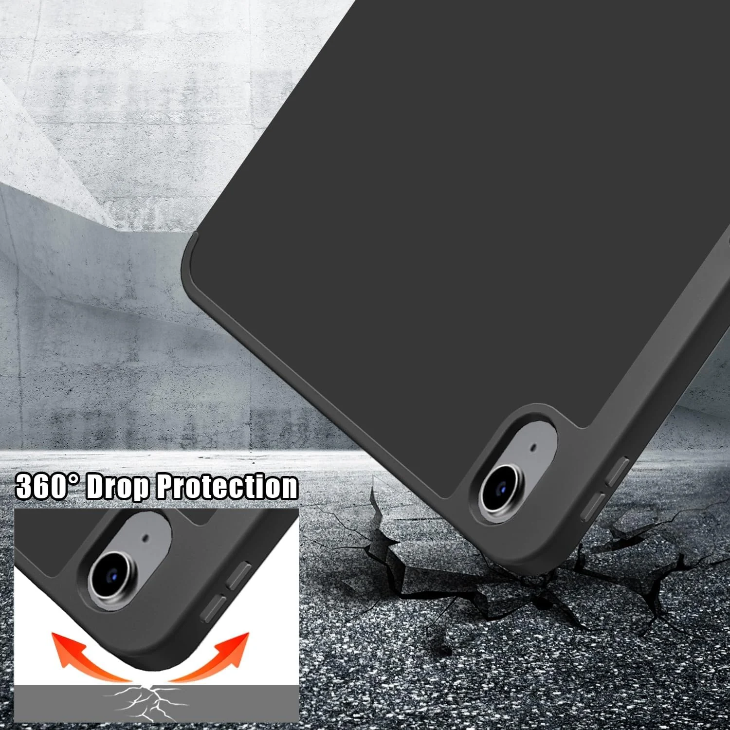 DL3 Mobilak For Samsung Galaxy Tab A7 Lite 8.7 Inch 2021 Model (SM-T220/T225/T227) Case, Smart Stand, Pencil Holder, Shockproof Slim Lightweight Leather Cover, Modern Abstract Design - Black