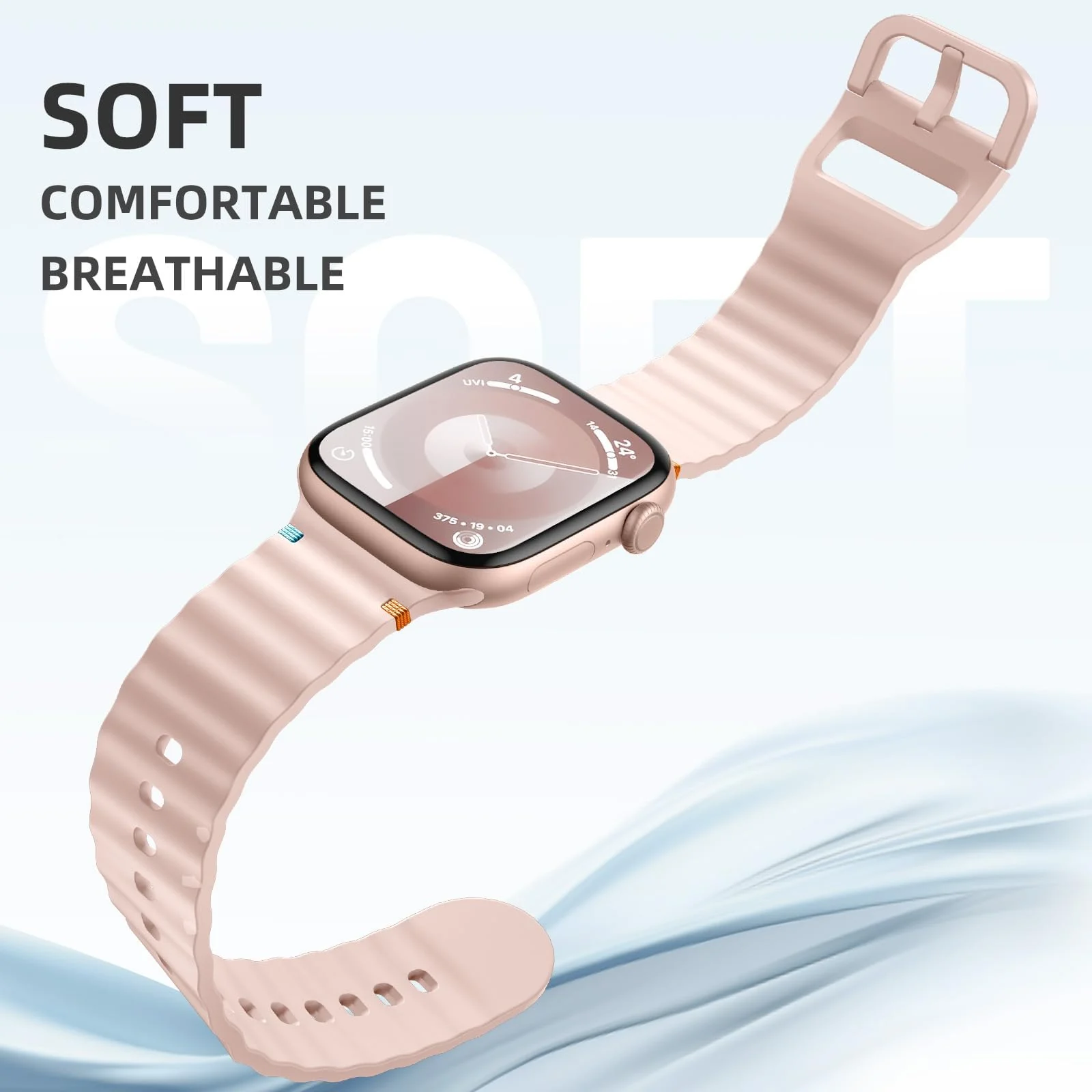 DL3 Mobilak Silicone Wave Stitching Wristband for Huawei Watch Fit 3/Watch Fit 4 Pro/Fit 4 Strap, Watchbands Breathable Sport Bands Armband Quick Release Strap Adjustable Bracelet - Pink