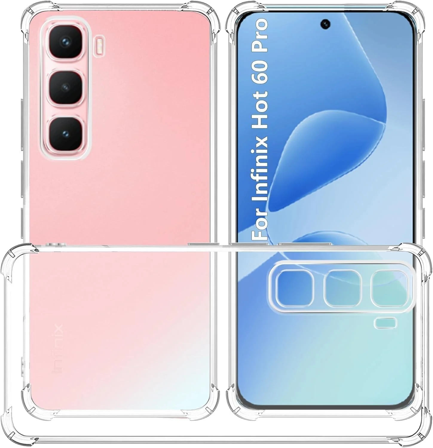 DL3 Mobilak Clear TPU Protective Case for Infinix Hot 60 Pro with Camera Protection and Shockproof Design - Clear
