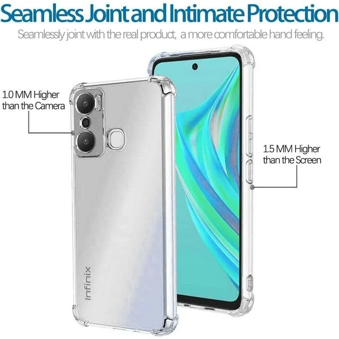DL3 Mobilak Case Compatible with Infinix Hot 20 Play, Cover Silicone Transparent TPU Gorilla Anti-shock Protector Camera Shockproof Corners - Clear