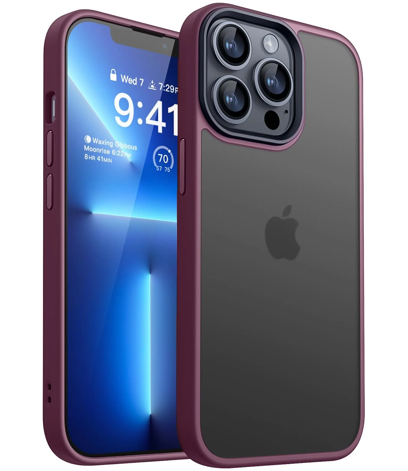 DL3 Mobilak Designed for iPhone 13 Pro 6.1-Inch Case, [Military Shockproof] Super Soft Silicone Slim Translucent Matte Protective Phone Cover, Compatible with iPhone 13 Pro - Wine Red