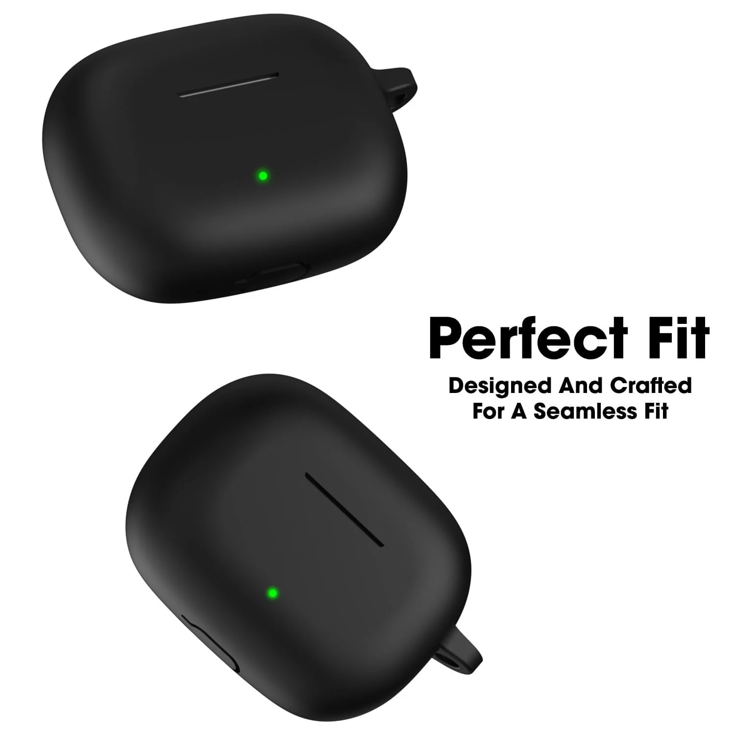 DL3 Mobilak Silicone Case Compatible with realme Buds T300 TWS Earbuds, Soft Silicone Protective Case Cover, Shockproof Sleeve with Carabiner For realme Buds T300 TWS - Black