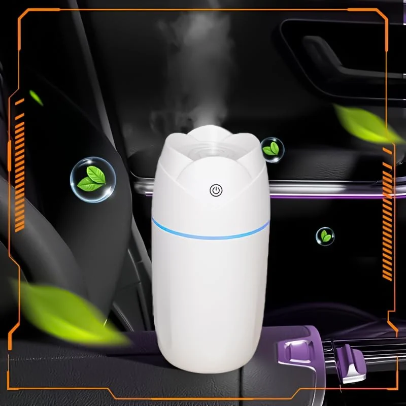 Mobigon Wood Cool Mist Ultrasonic Humidifier for Room Moisture, Aroma Diffuser for Home, 300ml Essential Oil Diffuser with 7 Colorful Night Light, Auto Shut-Off, Home, Office, car - A.White