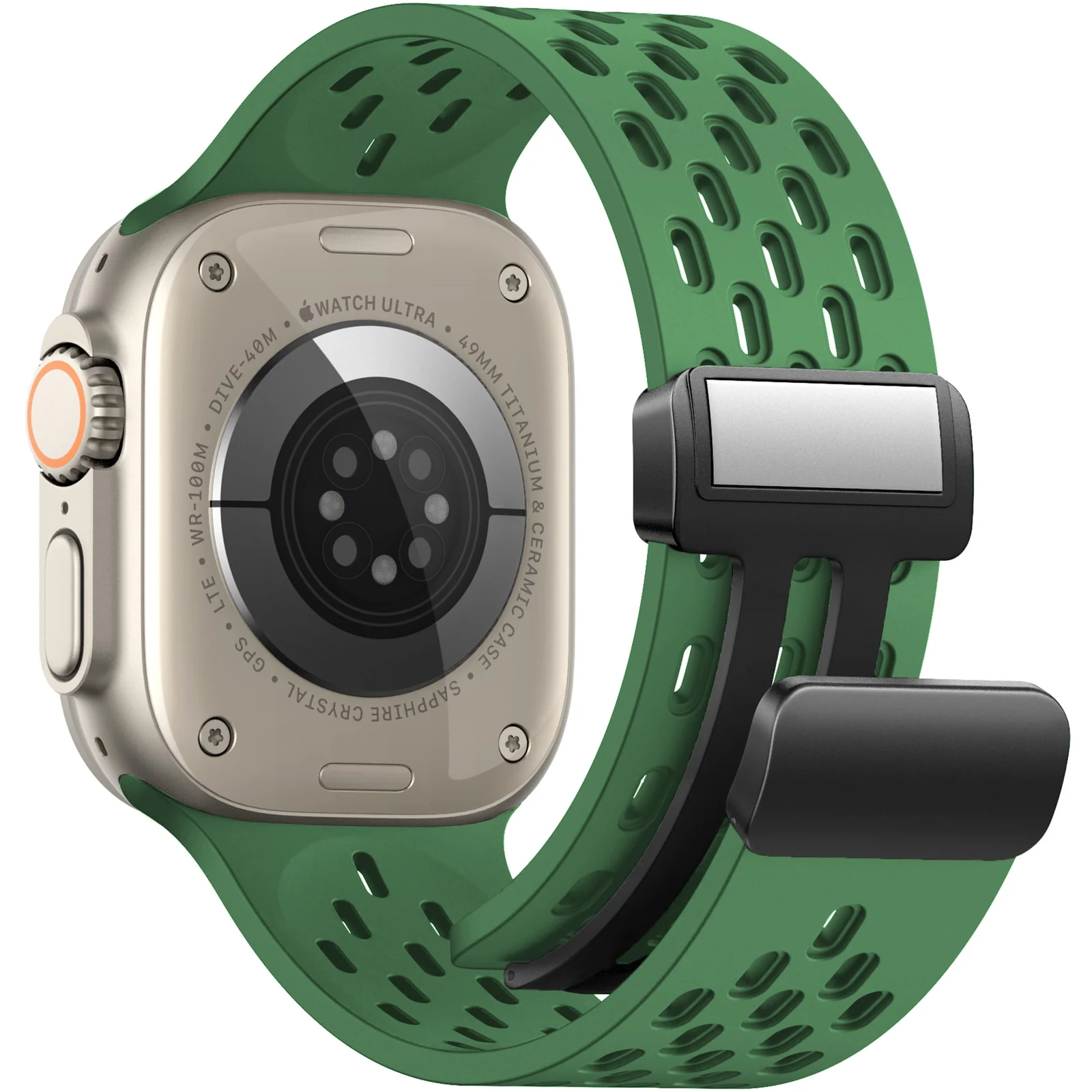 DL3 Mobilak Magnetic Bands for Apple Watch Band 49mm 46mm 45mm 44mm 42mm, Soft Silicone Magnetic Buckle Breathable Sport Watch Strap for iWatch Ultra2 Ultra SE SE2 Series 10 9 8 7 6 5 4 3 2 1 - Green