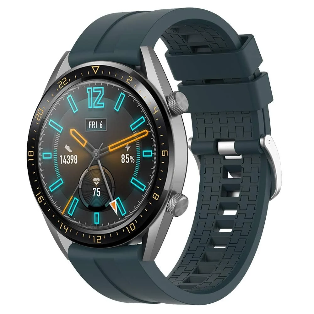 DL3 Mobilak Strap Silicone Band 22MM For Samsung galaxy watch 3 45mm /watch 46mm/Gear S3/Huawei watch GT3 46MM/GT2E/GT 46mm/GT2 Pro/GT2 46MM/honor Magic Watch2 46mm/Amazfit GTR4/GTR3/2/2e - Dark Green