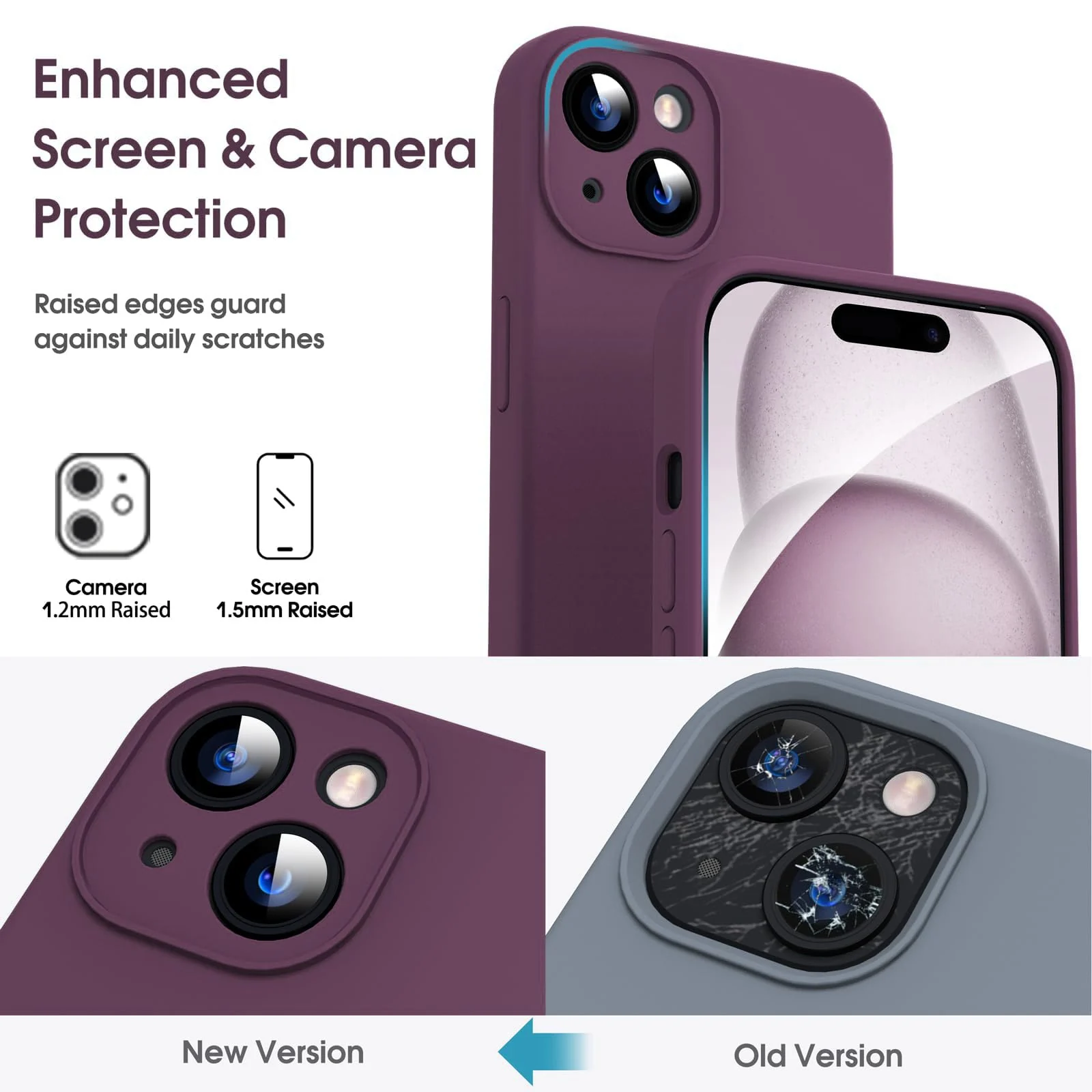 DL3 Mobilak Liquid Silicone Protective Case for iPhone 13 (6.1 Inch) with Camera Protection and Microfiber Lining - Purple