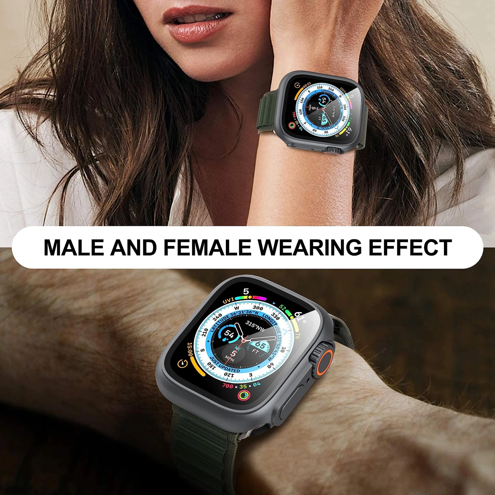 DL3 Mobilak for Apple Watch 45mm Screen Protector Case, [Looks Like Ultra Protector Case] Built-in Tempered Glass Screen Unique Design Case Cover for iWatch 45mm Series 9 8 7 - Original Black