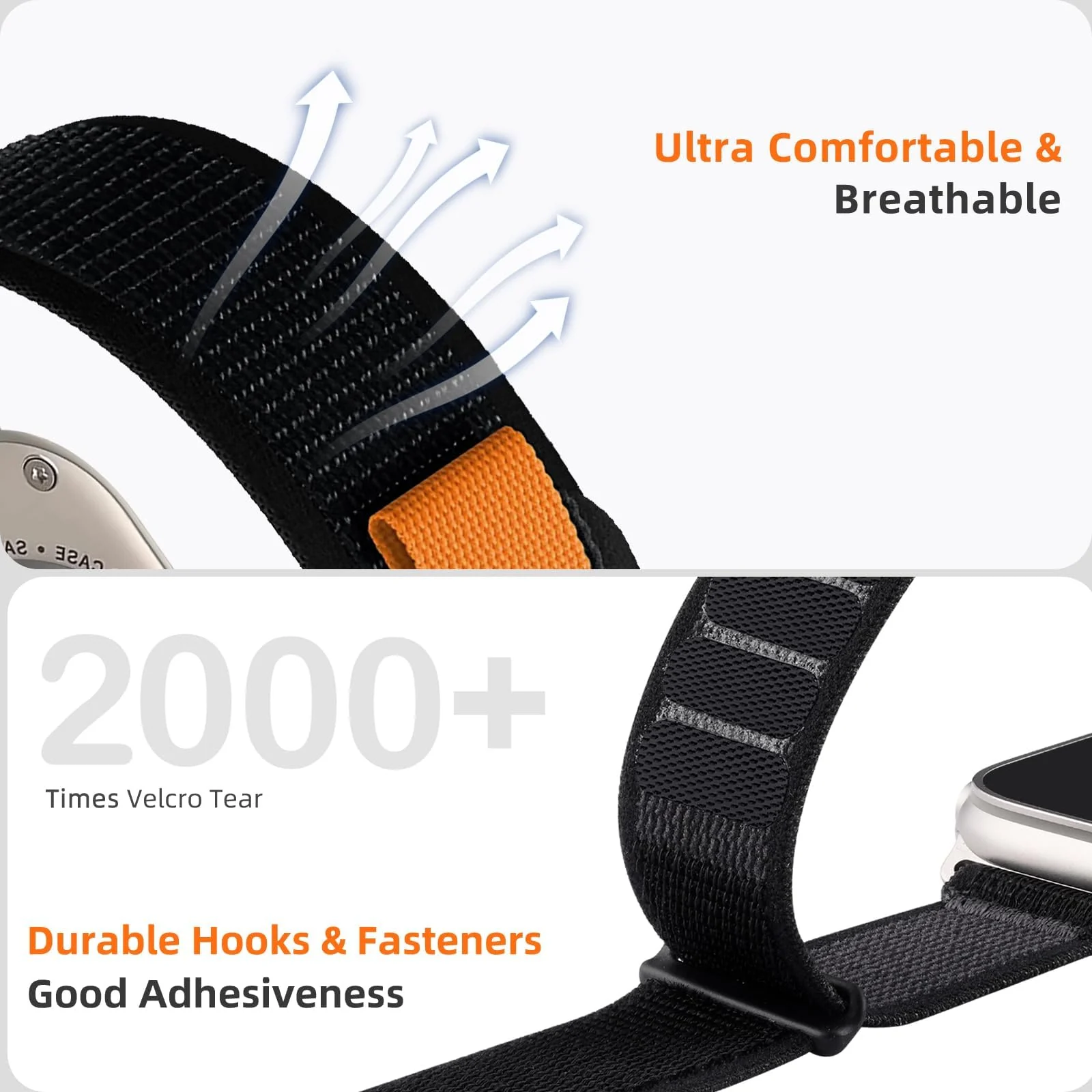 DL3 Mobilak Alpine Loop Nylon Strap Compatible with Apple Watch Band 38mm 40mm 41mm Men Women, Rugged Alpine Loop Nylon Sport Bands with Titanium C-Hook Stap for iWatch Series SE2 SE 9 8 7 6 5 4 3 2 1 - Trail Black
