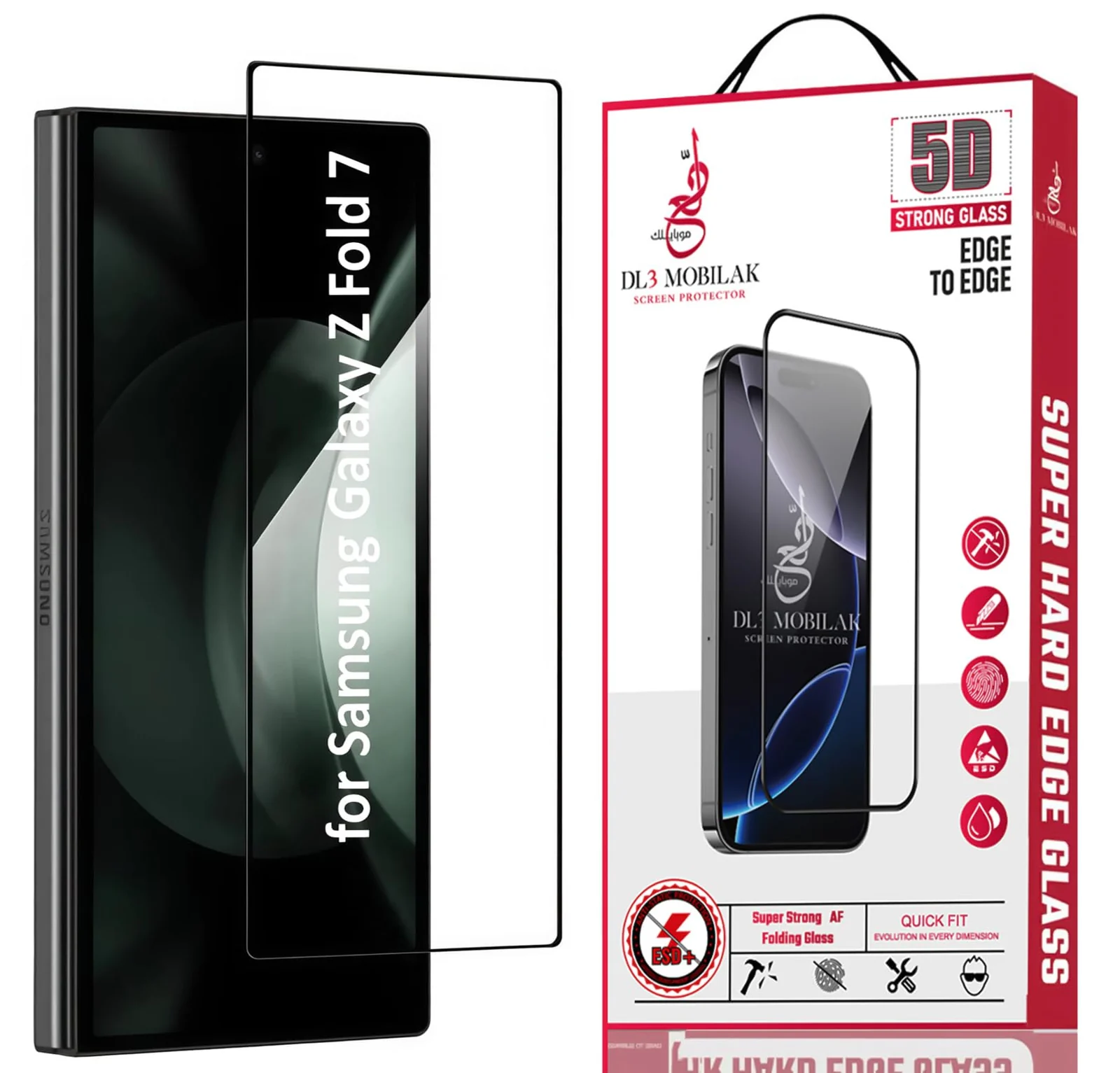 DL3 Mobilak Front Screen Protector for Samsung Galaxy Z Fold 7/Z Fold7 5G 2025, Tempered Glass Film with Easy Installation, Compatible with Cover, HD - Clear