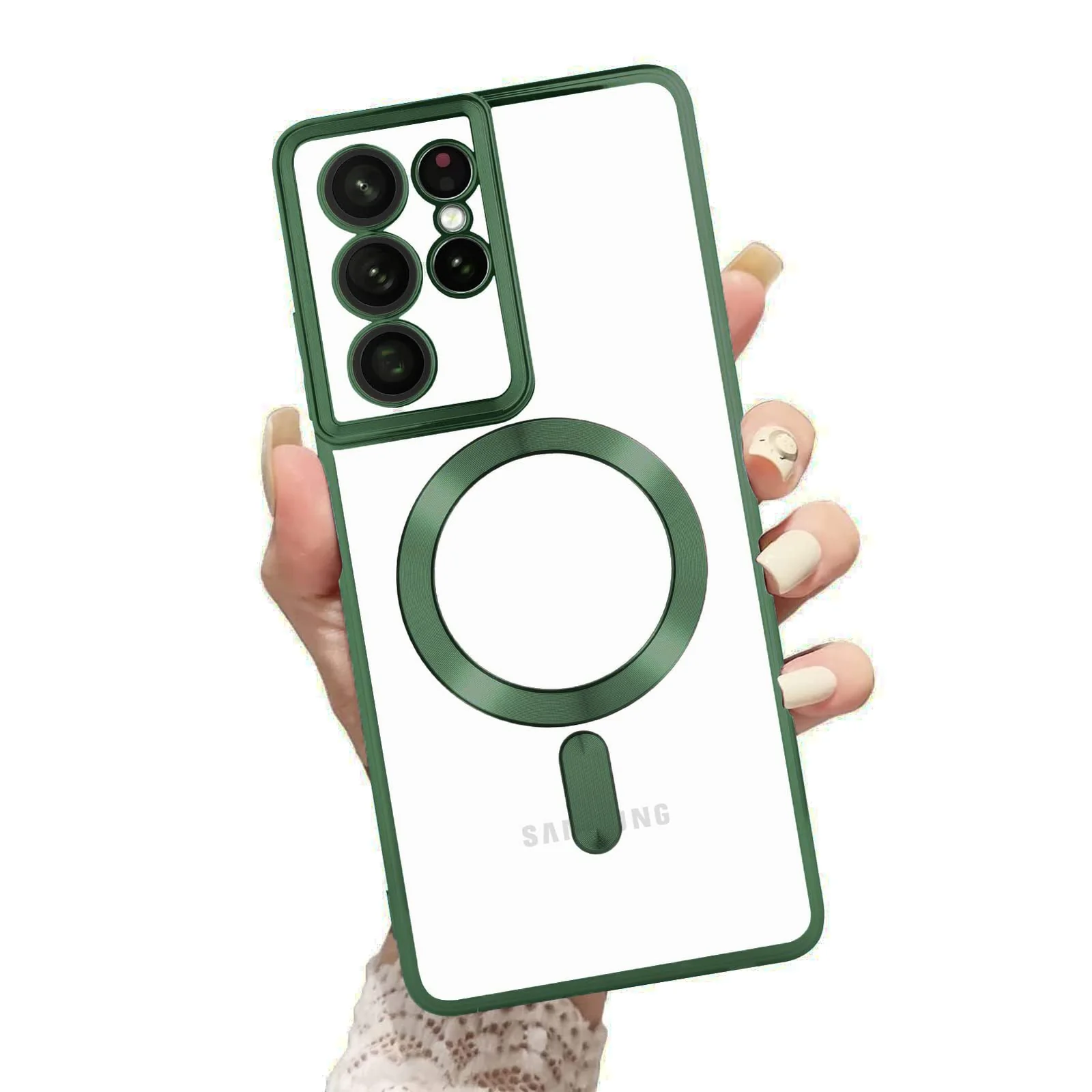 DL3 Mobilak Samsung Galaxy Note 20 Ultra Case, [Full Camera Cover Protection] [Compatible with MagSafe] Magnetic Metallic Glossy Slim Clear Luxury Soft Shockproof Case - Green