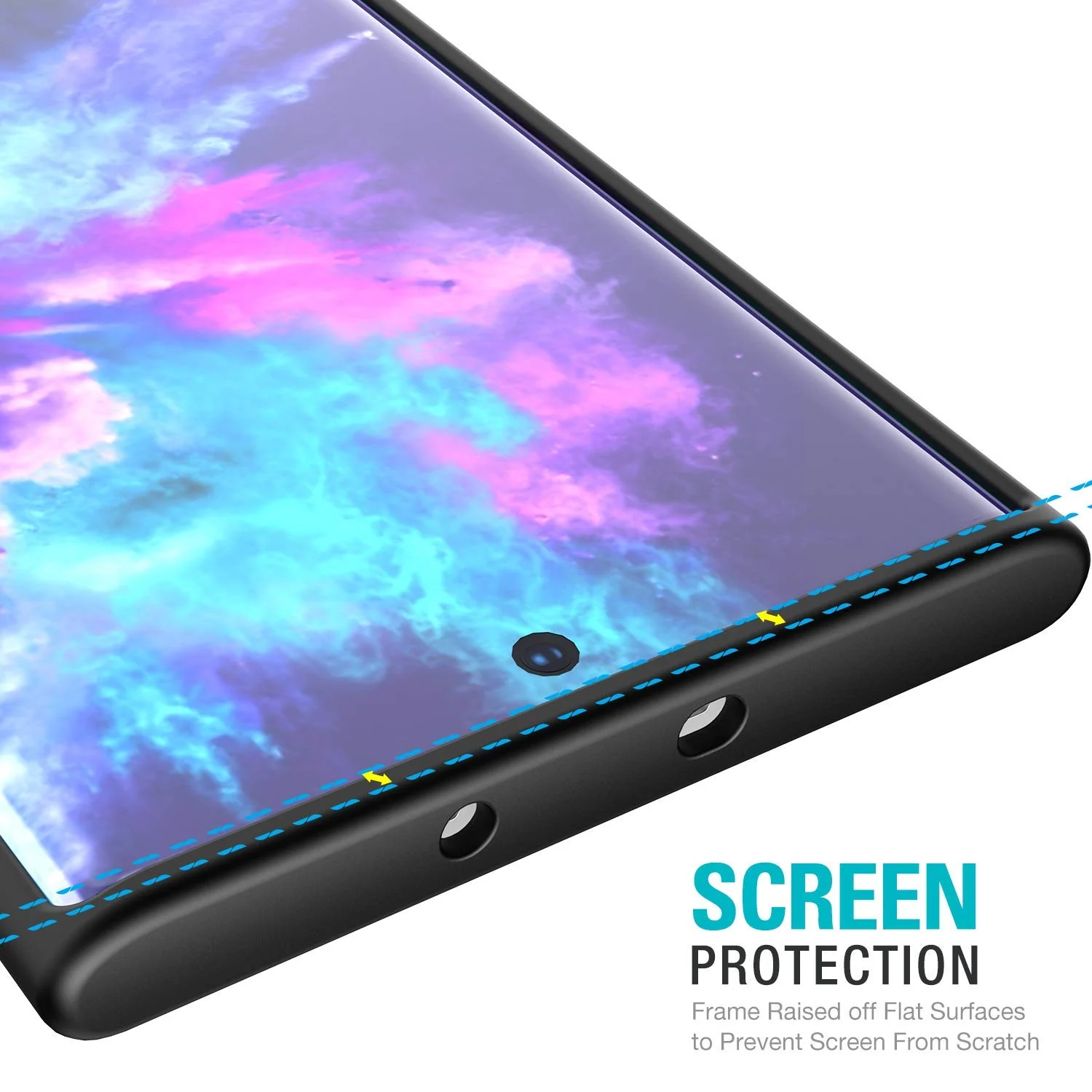 DL3 Mobilak Clear PC and TPU Protective Case for Samsung Note 10 Plus with Shockproof Design and Anti-Yellowing Design - Black