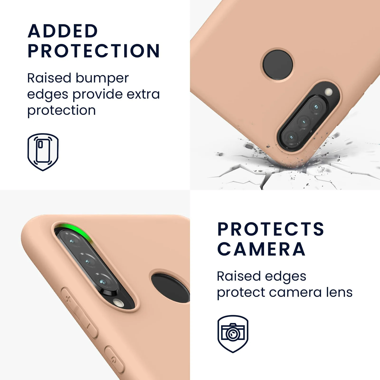 DL3 Mobilak Soft Silicone Protective Case for Huawei Y9S / Honor 9X Pro / P Smart Pro 2019 with Microfiber Lining and Shockproof Design - Light Orange