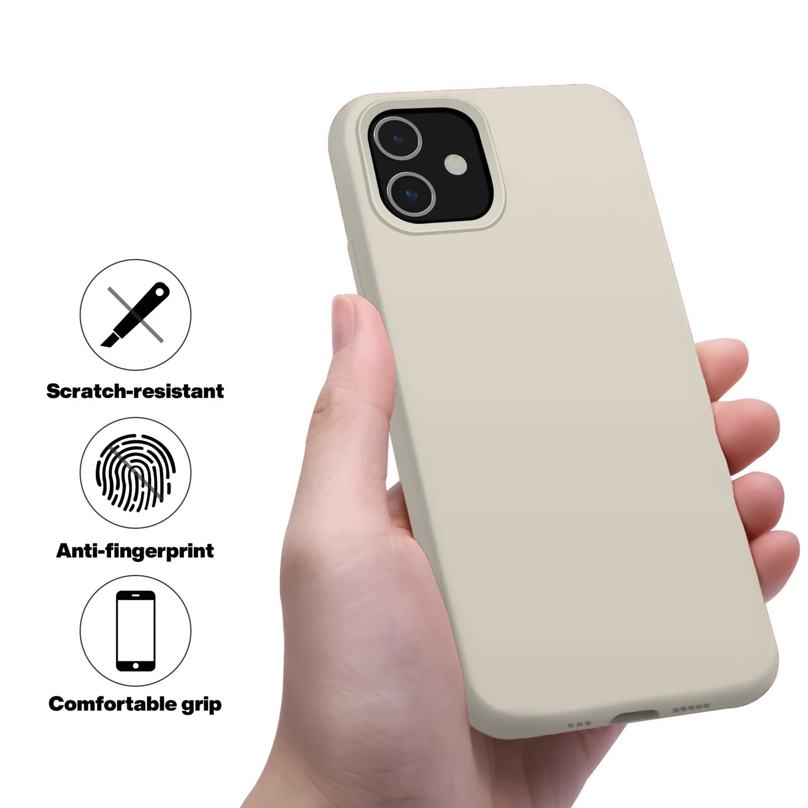 DL3 Mobilak Liquid Silicone Protective Case for iPhone 11 (6.1 Inch) with Camera Protection and Microfiber Lining - Off White