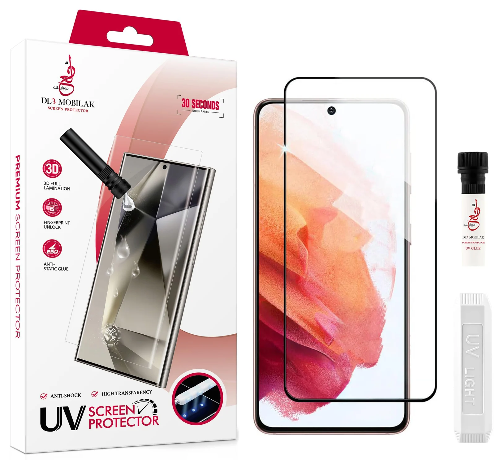 DL3 Mobilak Screen Protector Samsung Galaxy Note 20 [Liquid UV Tempered Glass] Full Screen adhesive [Sensitive Touch][Fingerprint Sensor Compatible] HD - Clear