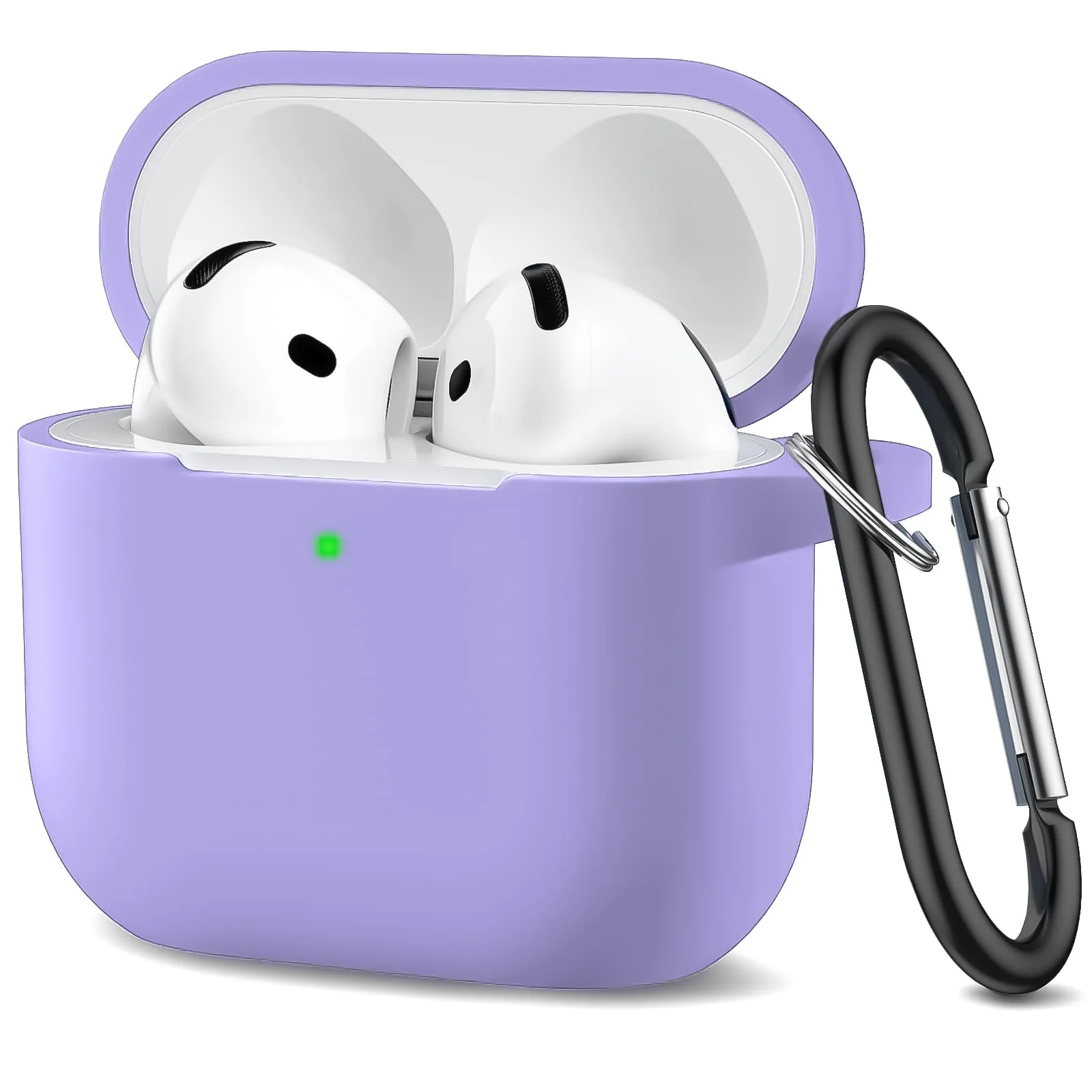 DL3 Mobilak Compatible with AirPods 4 Case (2024), Soft Silicone Full Protective Case Cover with Keychain, For Apple AirPods 4th Generation for Women Men - Banana Violet