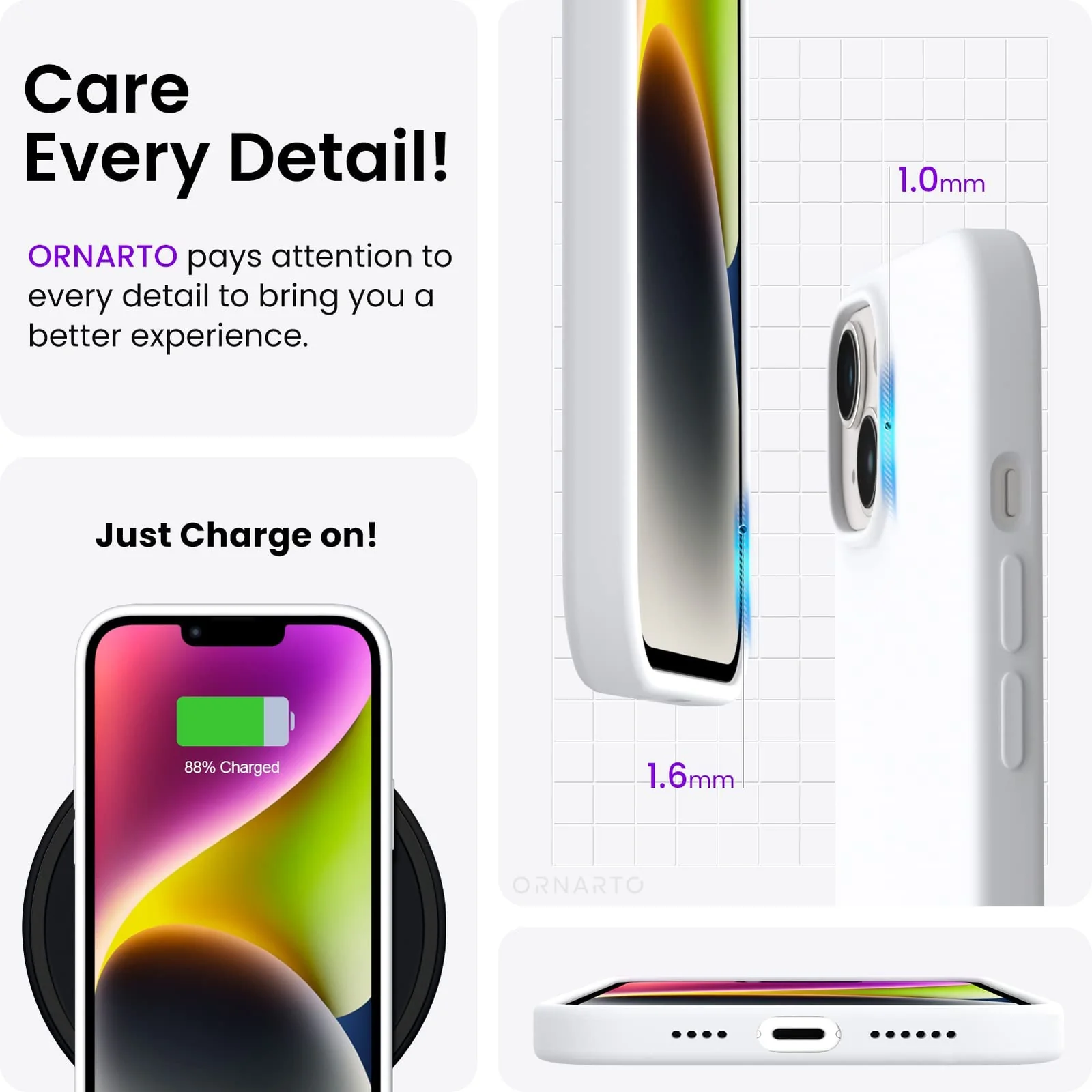 DL3 Mobilak Liquid Silicone Protective Case with Soft Microfiber Lining for iPhone 13 / iPhone 14 - White