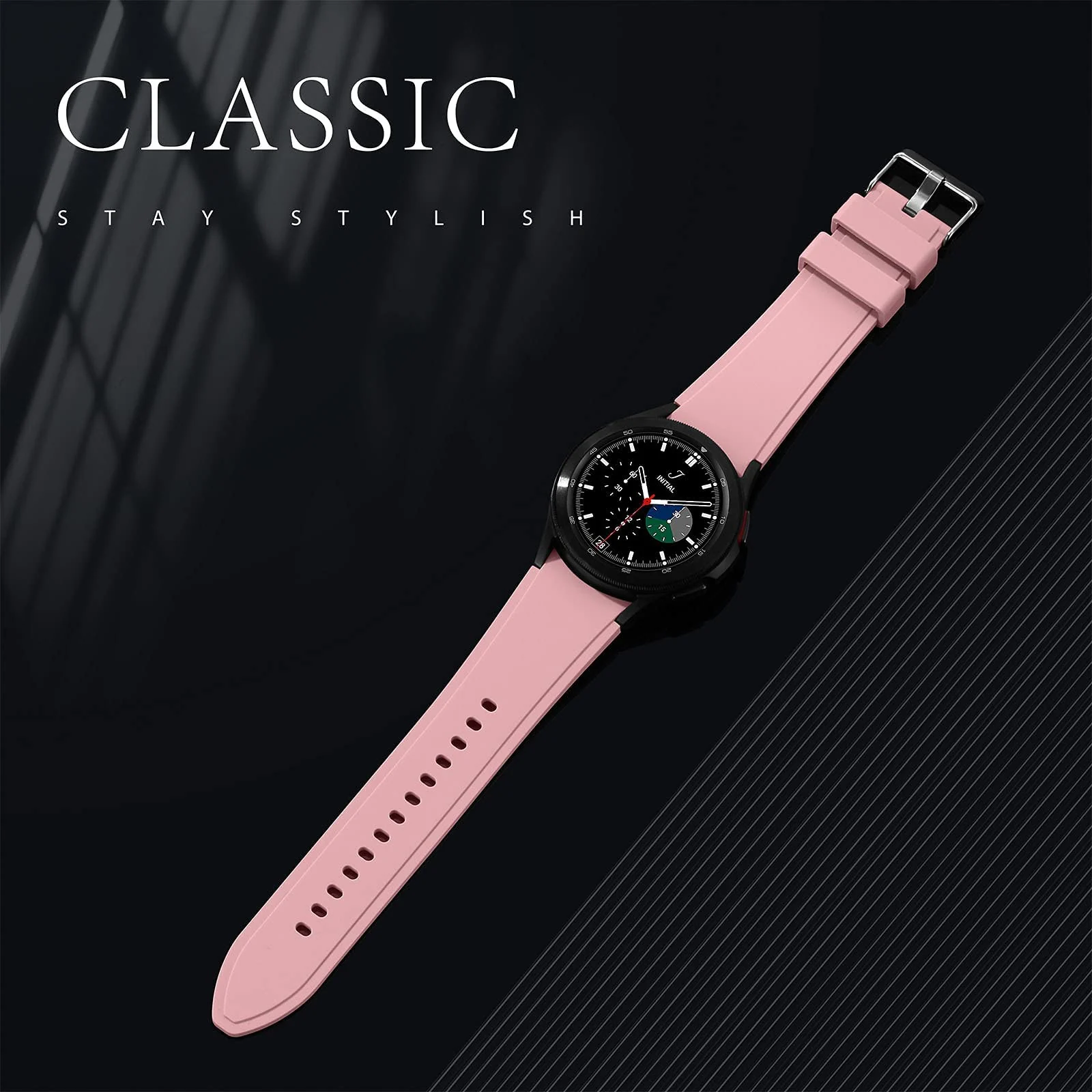 DL3 Mobilak No Gap Bands Compatible with Samsung Galaxy Watch 7 5 4 6 Band 44mm 40mm/Watch 5 Pro 45mm/Galaxy Watch 4 Classic 46mm 42mm Strap,20mm Quick Release Sport Replacement Bands for Women Men - Pink Sand