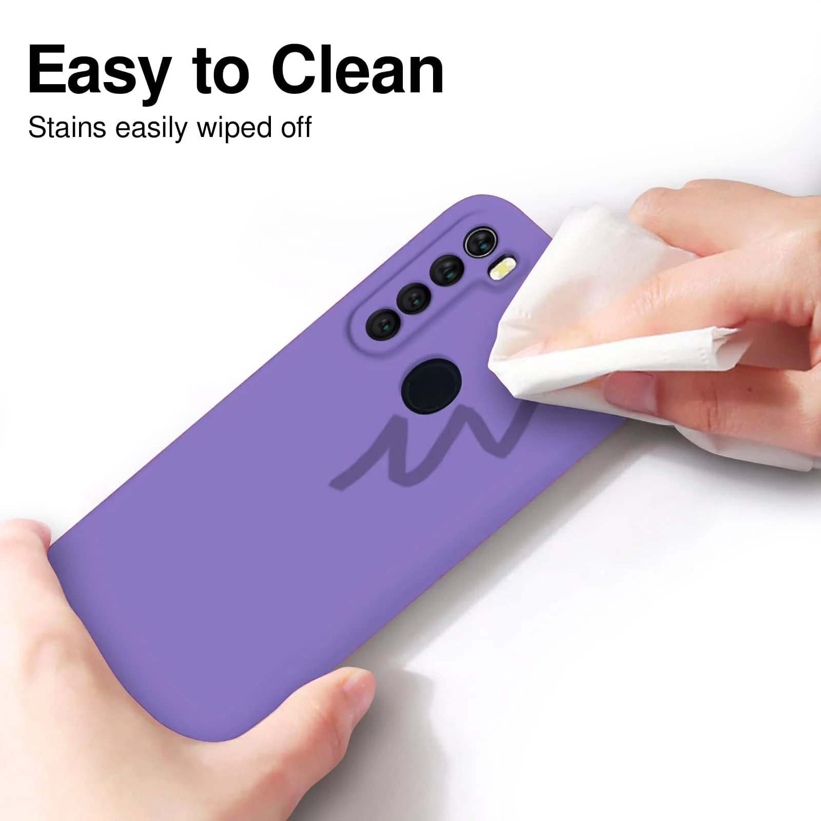 DL3 Mobilak Soft Silicone Protective Case for Xiaomi Redmi Note 8 with Microfiber Lining and Shockproof Design - Light Purple
