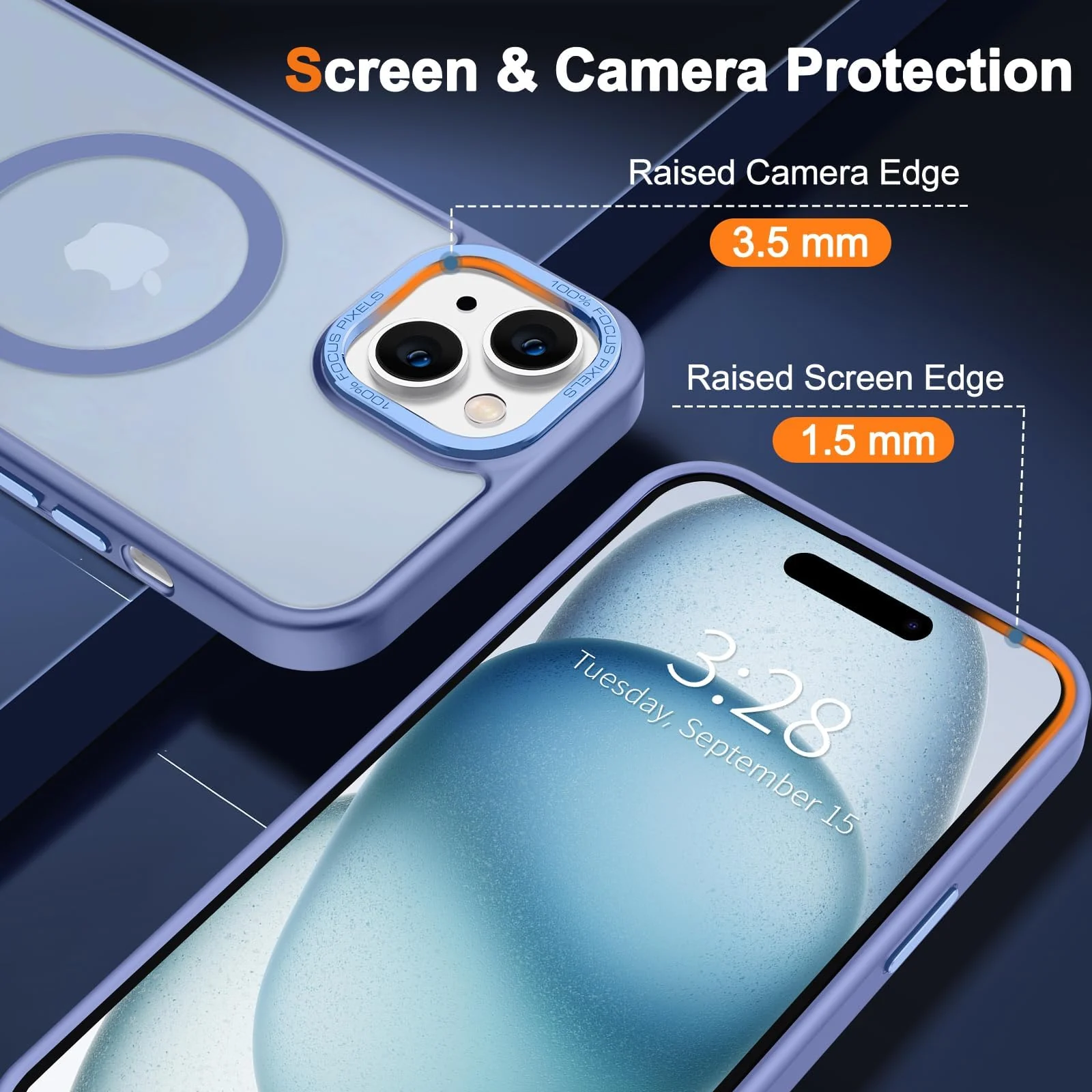 DL3 Mobilak Case for iPhone 13/iPhone 14 6.1-Inch Magnetic Translucent Matte Phone Cases [Compatible with MagSafe] Thin Slim Fit Shockproof Bumper Hard Protective Cover for Men Girls - Baby Blue