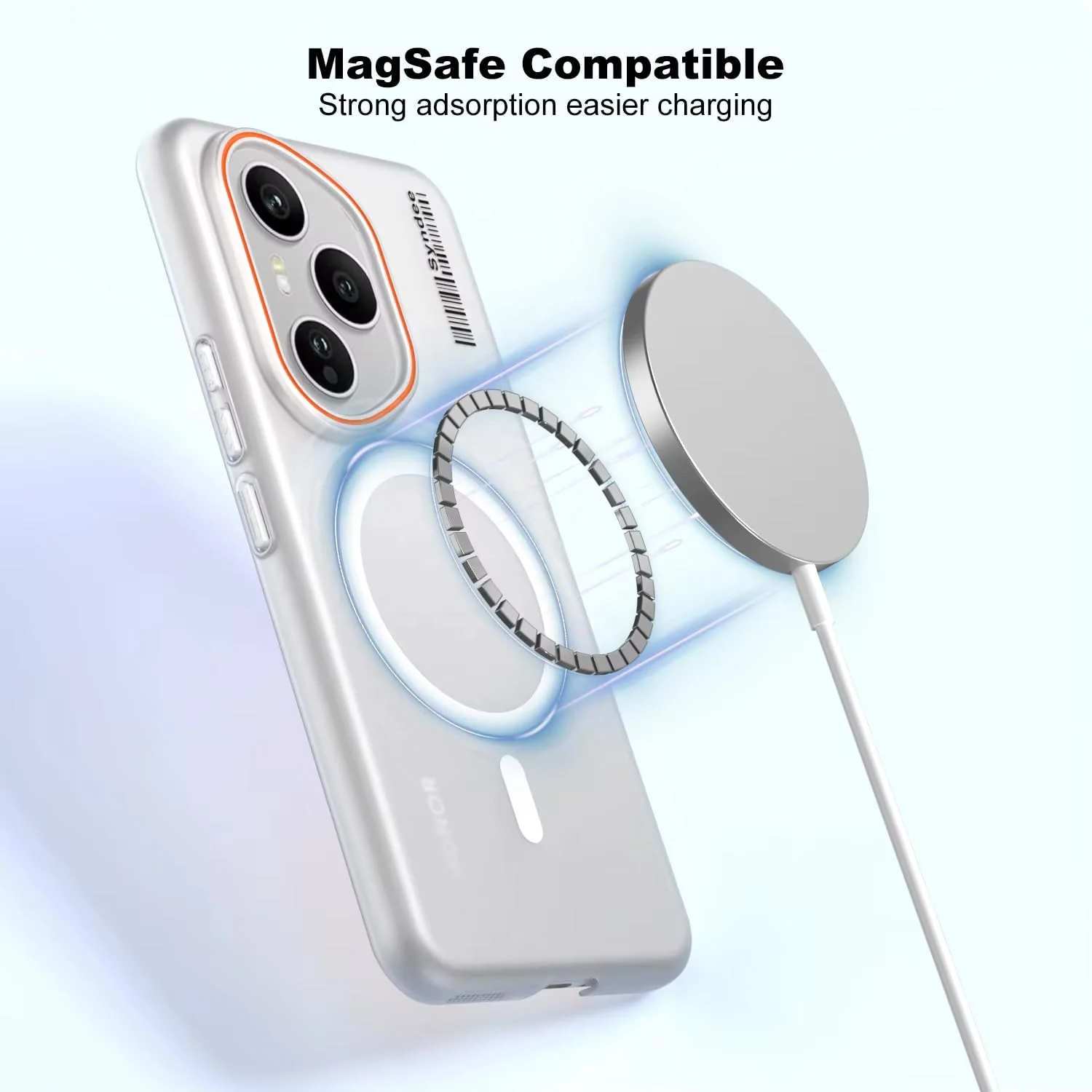 DL3 Mobilak Case Back Cover for Honor 400 5G, Sleek Frosted Translucent Back Only Compatible with Wireless Magnetic Accessories | Anti-Scratch Shockproof Phone Case - Black