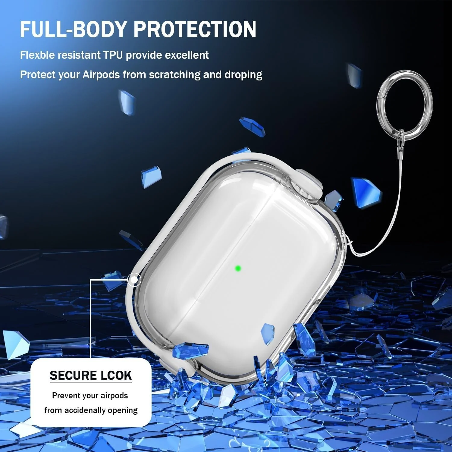 DL3 Mobilak Protective Case for AirPods 3 [With Closure Lid] [Front LED Visible] [With Wrist Strap] Skin Case Compatible with Airpod 3rd Generation 2021 - Clear White