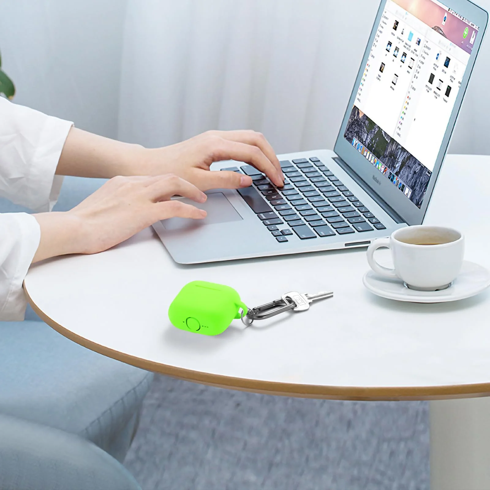 DL3 Mobilak Compatible with AirPods 4 Case (2024), Soft Silicone Full Protective Case Cover with Keychain, For Apple AirPods 4th Generation for Women Men - Neon Green