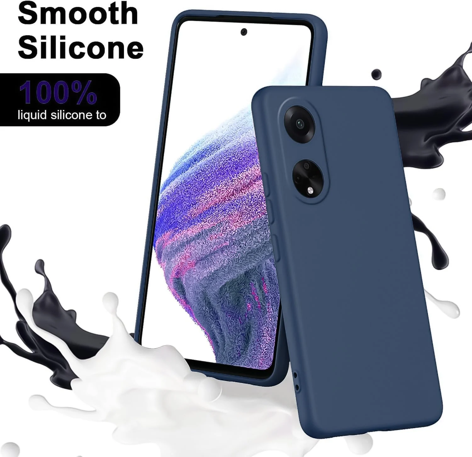 DL3 Mobilak Silicone Protective Case for OPPO A98, Shock-absorbing protection, Scratch-resistant surface, Soft microfiber lining - Dark Blue