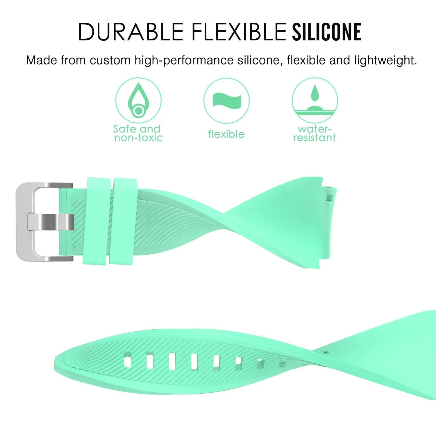 DL3 Mobilak Sport Silicone Band 20MM Strap For Samsung Gear Sport/Watch 6/5/4/5 Pro 45mm/S2 classic/active 2 40mm 44mm/Amazfit GTS/2/2e/GTS3/3 Pro/2 Mini/3 Mini/Bip 3/Bip 3 Pro - Mint Green