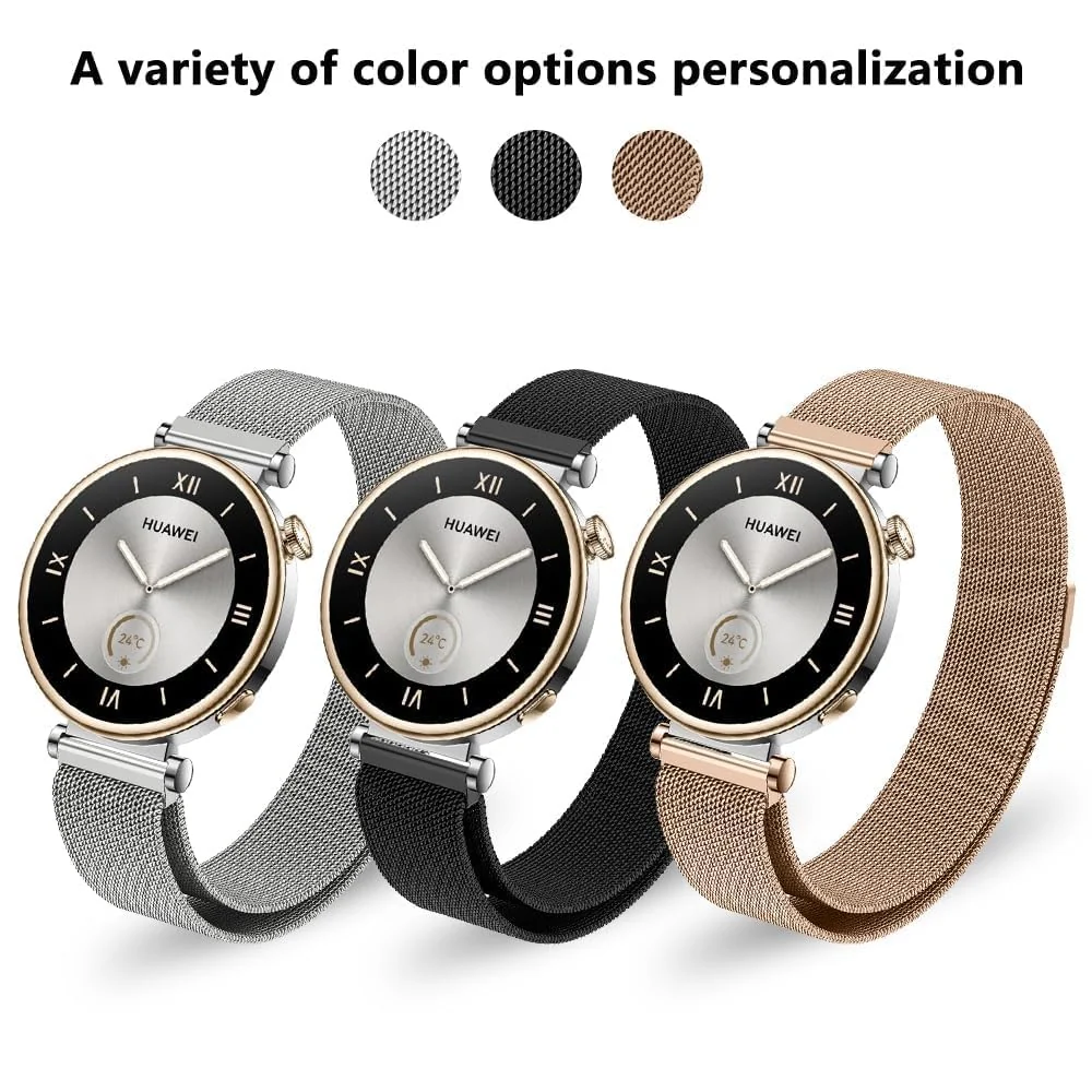 MOBIGON 18mm Magnetic Milanese Steel Watch Strap for Huawei GT 4 / 5 / 6, Watch 5, Garmin Venu 3S & Fossil Gen 6, Silver