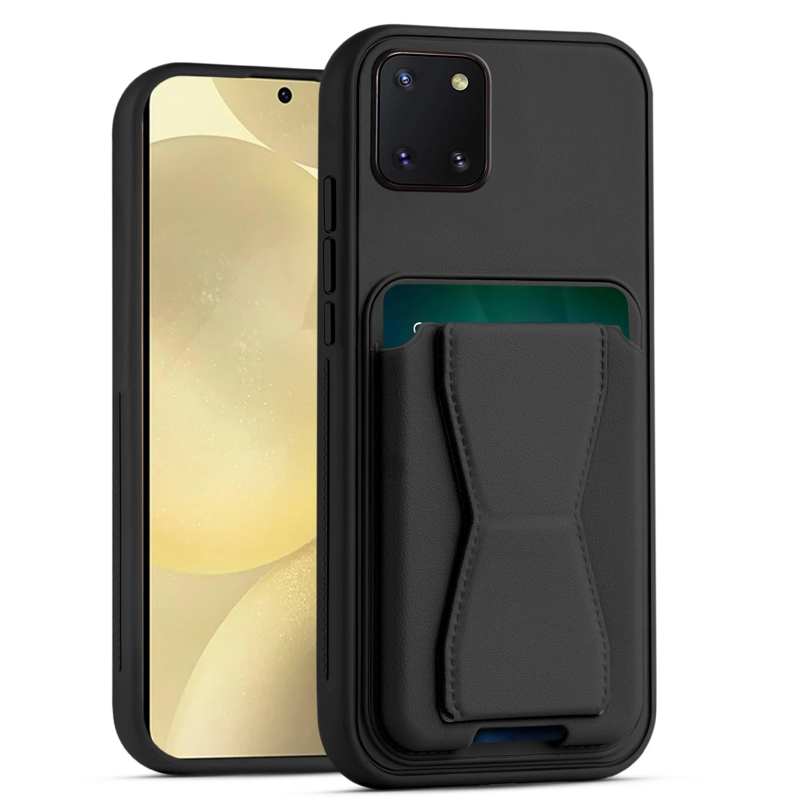 DL3 Mobilak Leather Wallet Case with Card Holder and Stand for Samsung Galaxy Note 10 Lite - Black