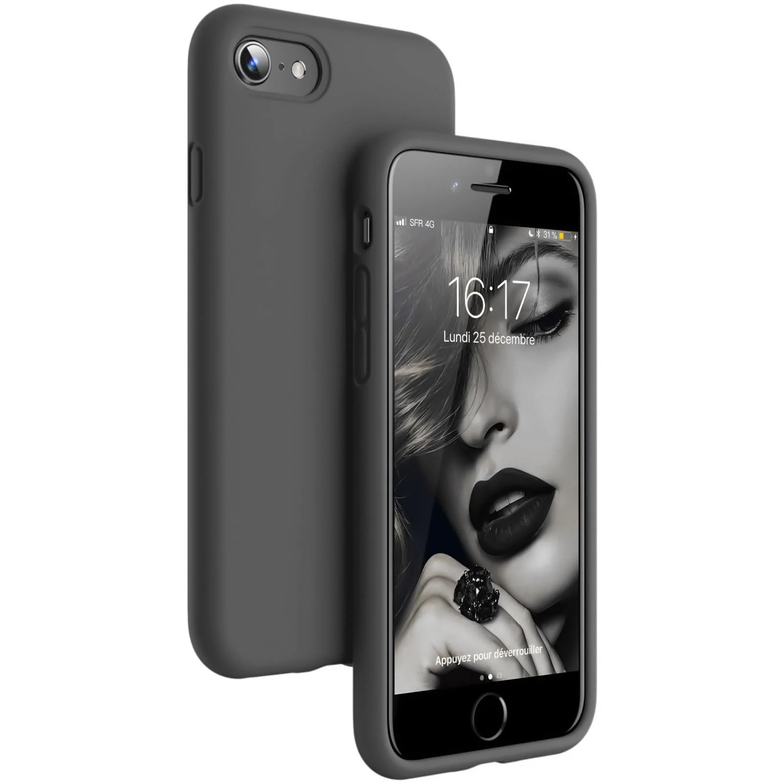 DL3 Mobilak Liquid Silicone Protective Case for iPhone SE 2022, SE 2020, iPhone 7, iPhone 8 with Camera Protection and Microfiber Lining - Gray