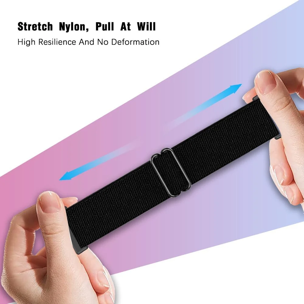 DL3 Mobilak Nylon Strap For Redmi Watch 4/Redmi Watch 5/Xiaomi Smart Band 8 Pro/Band 9 Pro, Soft Elastic Nylon Straps, Adjustable Stretchy Sports Replacement Bracelets Wristbands for Women Men - Black