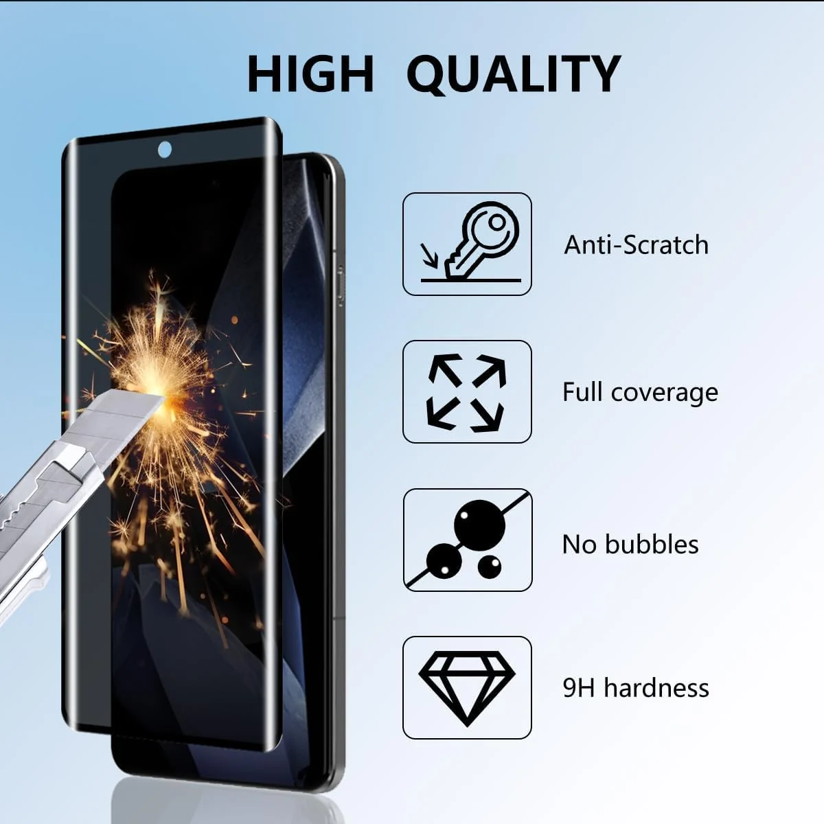 DL3 Mobilak Samsung Galaxy S25 Ultra Privacy Screen Protector, Anti-Spy 9H Hardness Tempered Glass Film [Case Friendly] [Bubble Freee] - Black