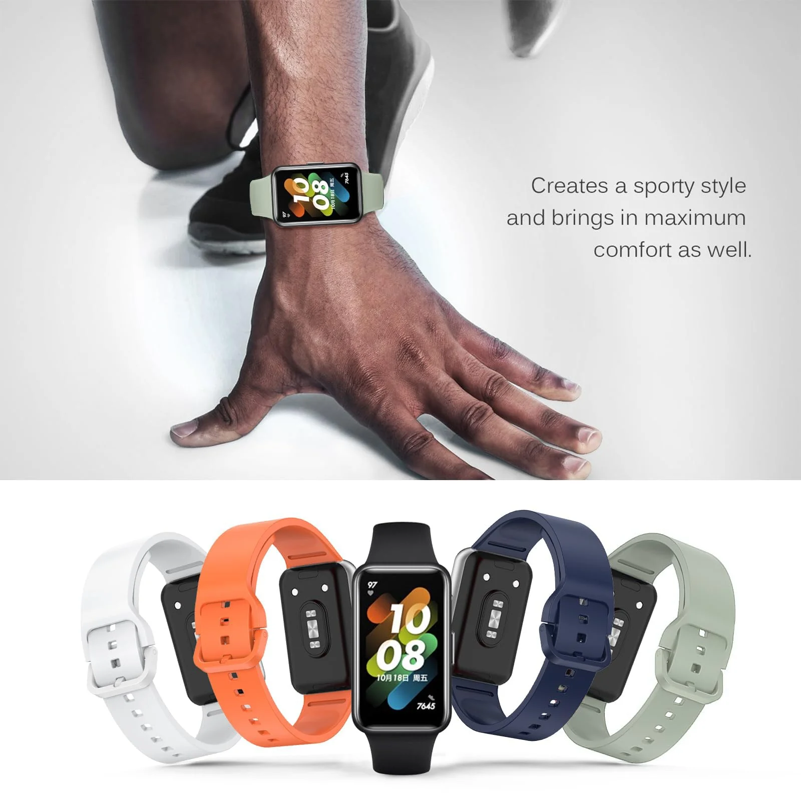 DL3 MOBILAK Silicone Bracelet for Samsung Galaxy Fit 3 Strap, Soft Silicone Sport Replacement Strap For Women/Men, Adjustable Waterproof Sports Band - Light Green