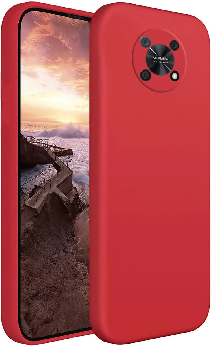 Dl3 Mobilak Huawei nova Y90 Case,Soft Flexible Silicone Gel Rubber Bumper Cover,Slim Fit Full Body Shockproof Protective Phone Case (Red)