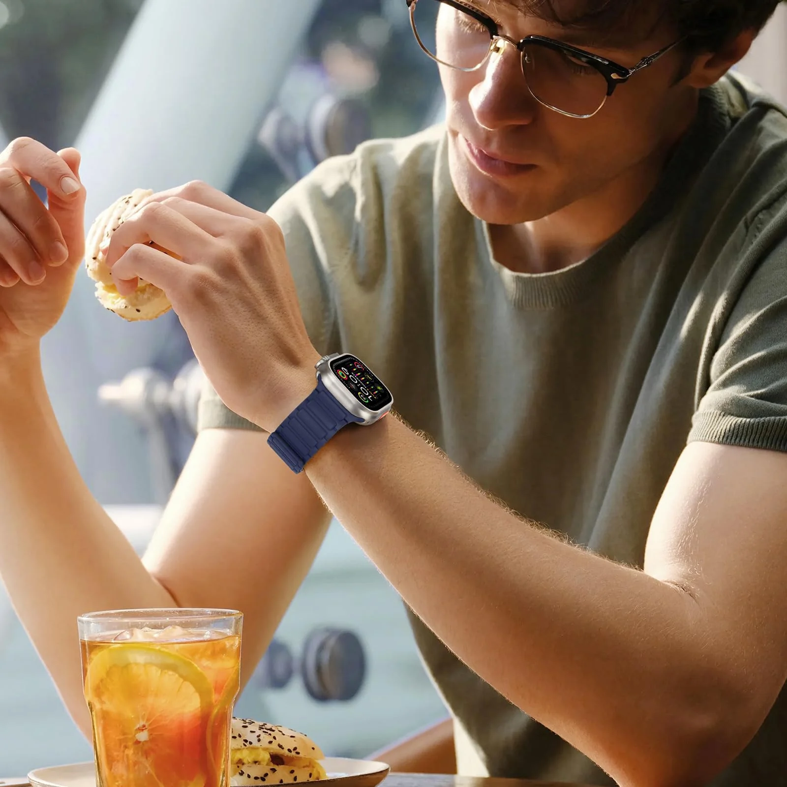 DL3 Mobilak Silicone Straps Compatible with Apple Watch Ultra Strap 49mm 46mm 45mm 44mm 42mm, Loop Band with Strong Magnetic Closure Designed for iWatch Ultra Ultra 2 Series 11 10 9 8 7 6 5 4 3 2 1 SE - A-Blue/Black
