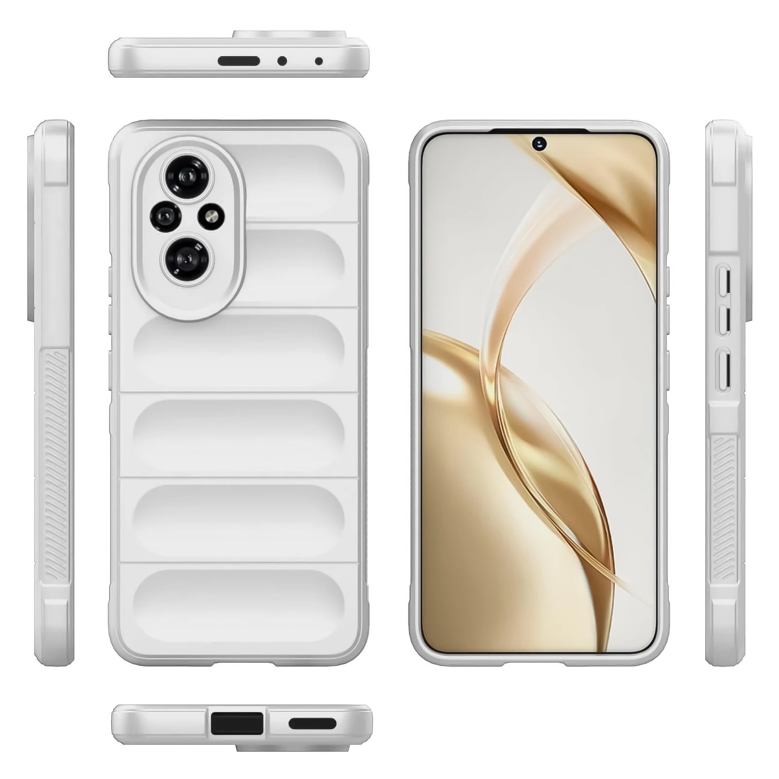 DL3 Mobilak Silicone Case for Honor 200 Pro 5G Heavy Duty Protective [Slim Fit] Shockproof Soft Flexible Protective Design Shock-Absorption TPU Cover With Camera Protection - White