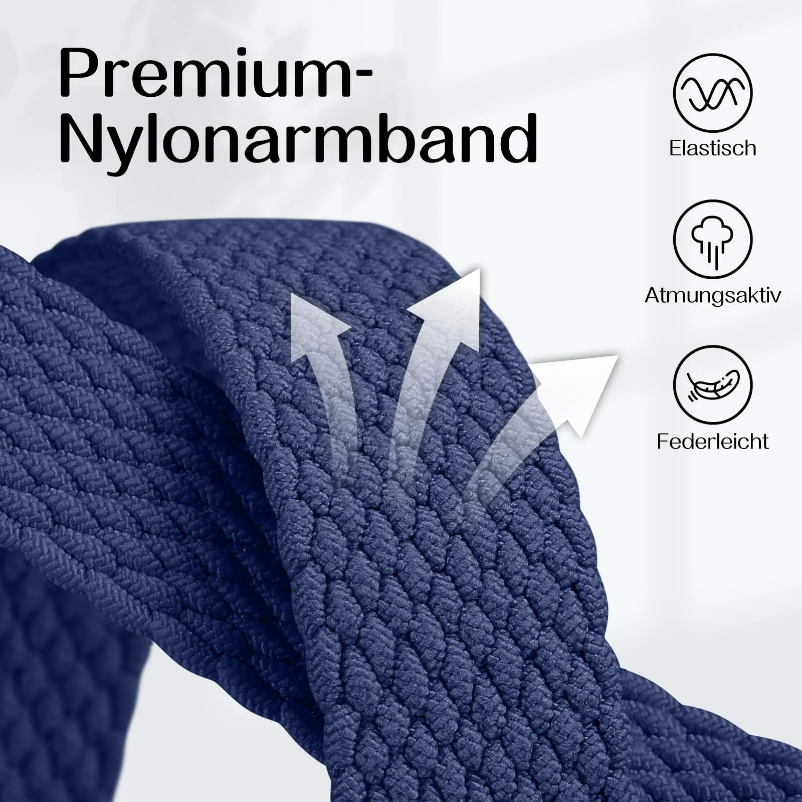 DL3 Mobilak Sport Solo Loop Compatible with Apple Watch Band 42mm 44mm 45mm 46mm 49mm for Women Men, Magnetic Strap Stretchy Braided Wristband for iWatch Series 11 10 9 8 7 6 5 4 3 Ultra 3 2 1 SE SE2 - Navy Blue