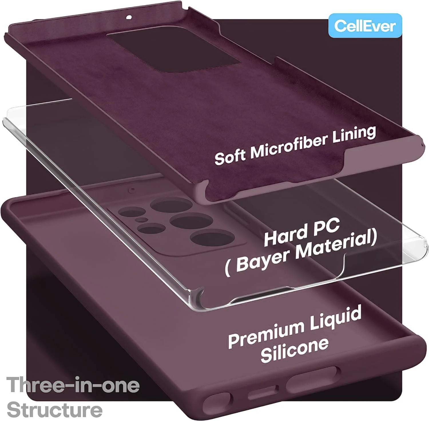 DL3 Mobilak Soft Silicone Protective Case for Samsung Galaxy S22 Ultra 5G with Microfiber Lining and Shockproof Design - Wine Red