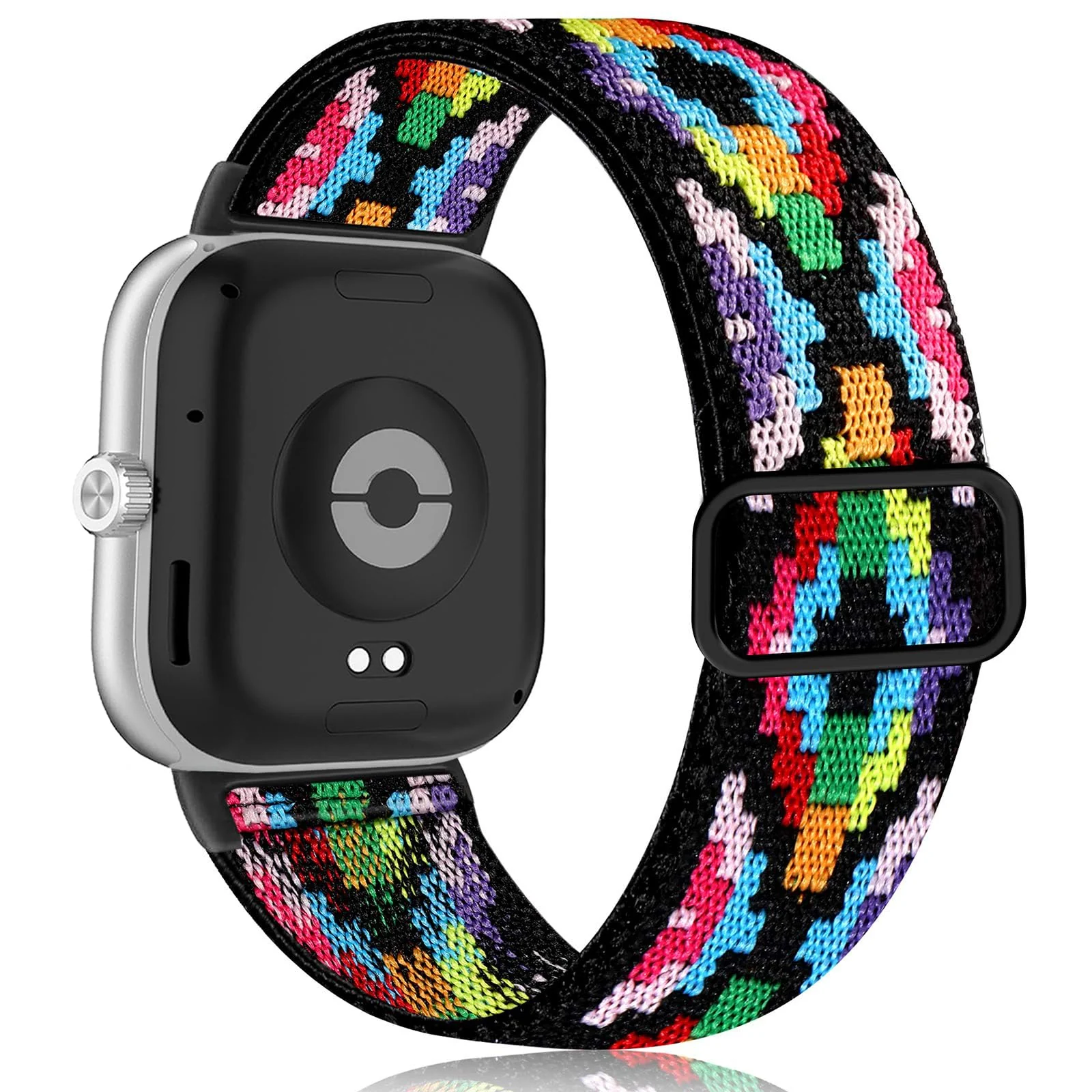 DL3 Mobilak Nylon Strap For Redmi Watch 4/Redmi Watch 5/Xiaomi Smart Band 8 Pro/Band 9 Pro, Soft Elastic Nylon Straps, Adjustable Stretchy Sports Replacement Bracelets Wristbands for Women Men - Boho Rainbow