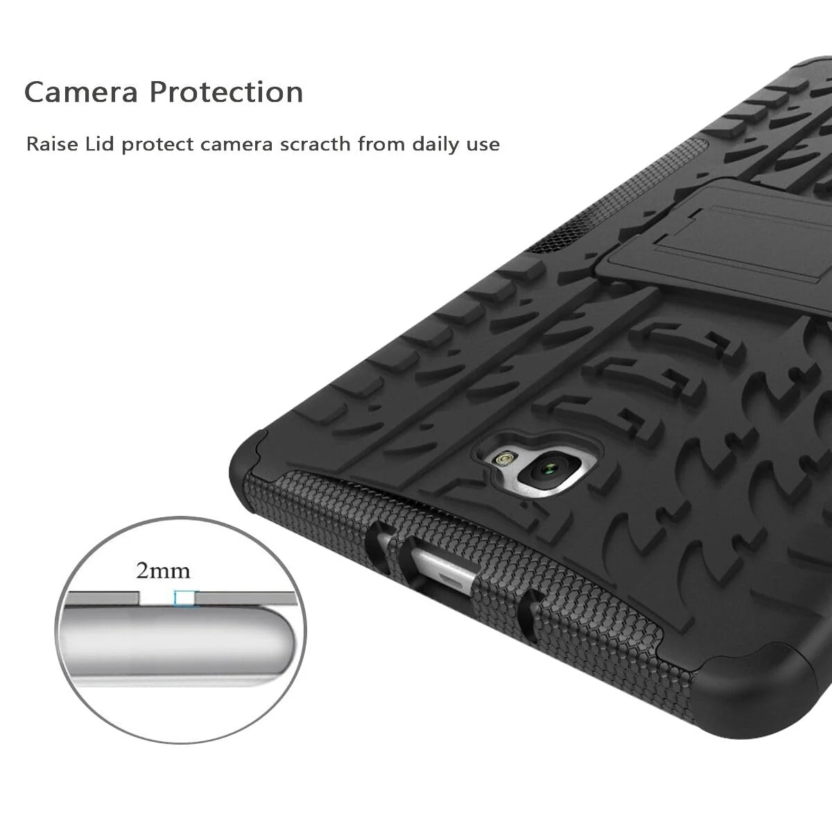 DL3 Mobilak Case For Samsung Galaxy Tab A 10.1 inch 2016 Release, SM-T580 T585 T587 Case, Hybrid Rugged Armor Heavy Duty 2 in 1 TPU + PC Combo Dual Layer Shockproof Case with Kickstand - Black
