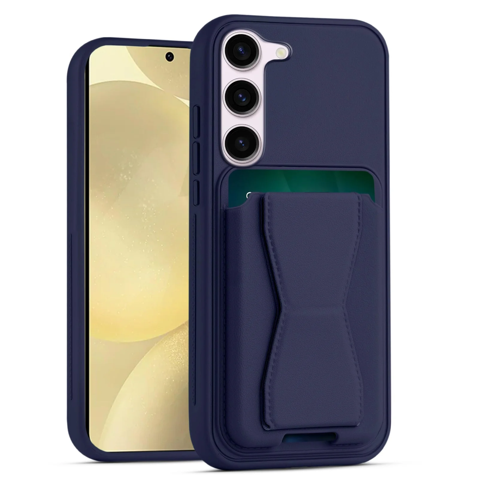Mobigon Leather Wallet Case Compatible with Samsung Galaxy S23+ Plus, Leather Back Cover With TPU Frame, Shockproof Protective Phone Case with Card Holder Stand