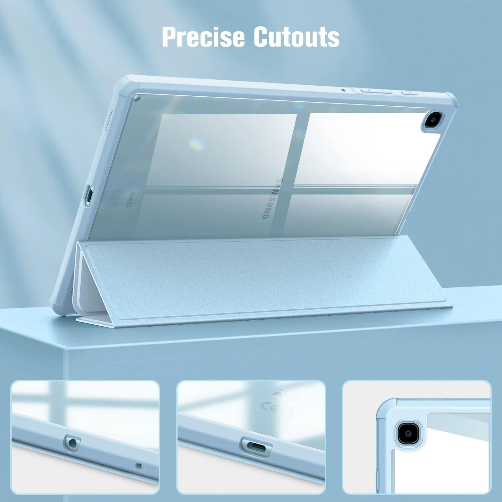 DL3 Mobilak Hybrid Slim Case for Samsung Galaxy Tab S6 Lite 10.4'' 2020 Model SM-P610 (Wi-Fi) SM-P615 (LTE) with S Pen Holder, Cover with Clear Transparent Back Shell, Auto Wake/Sleep - Sky Blue